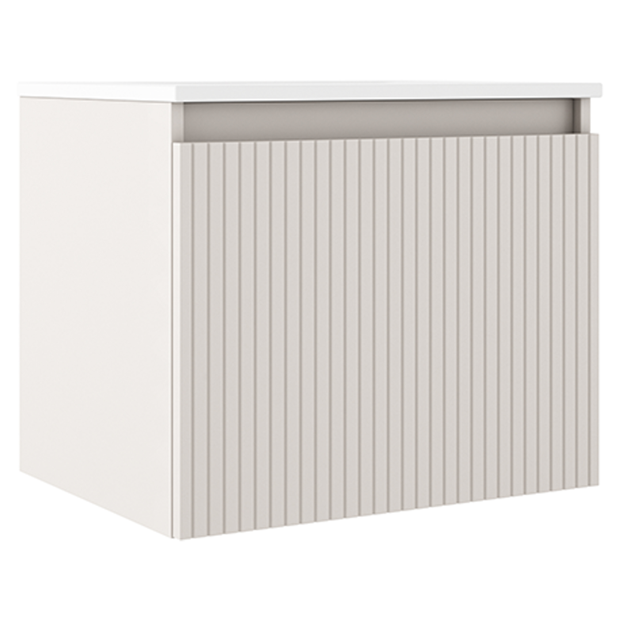 Servantskap Picone Beige Matt 60 cm med Servant Hvit Blank