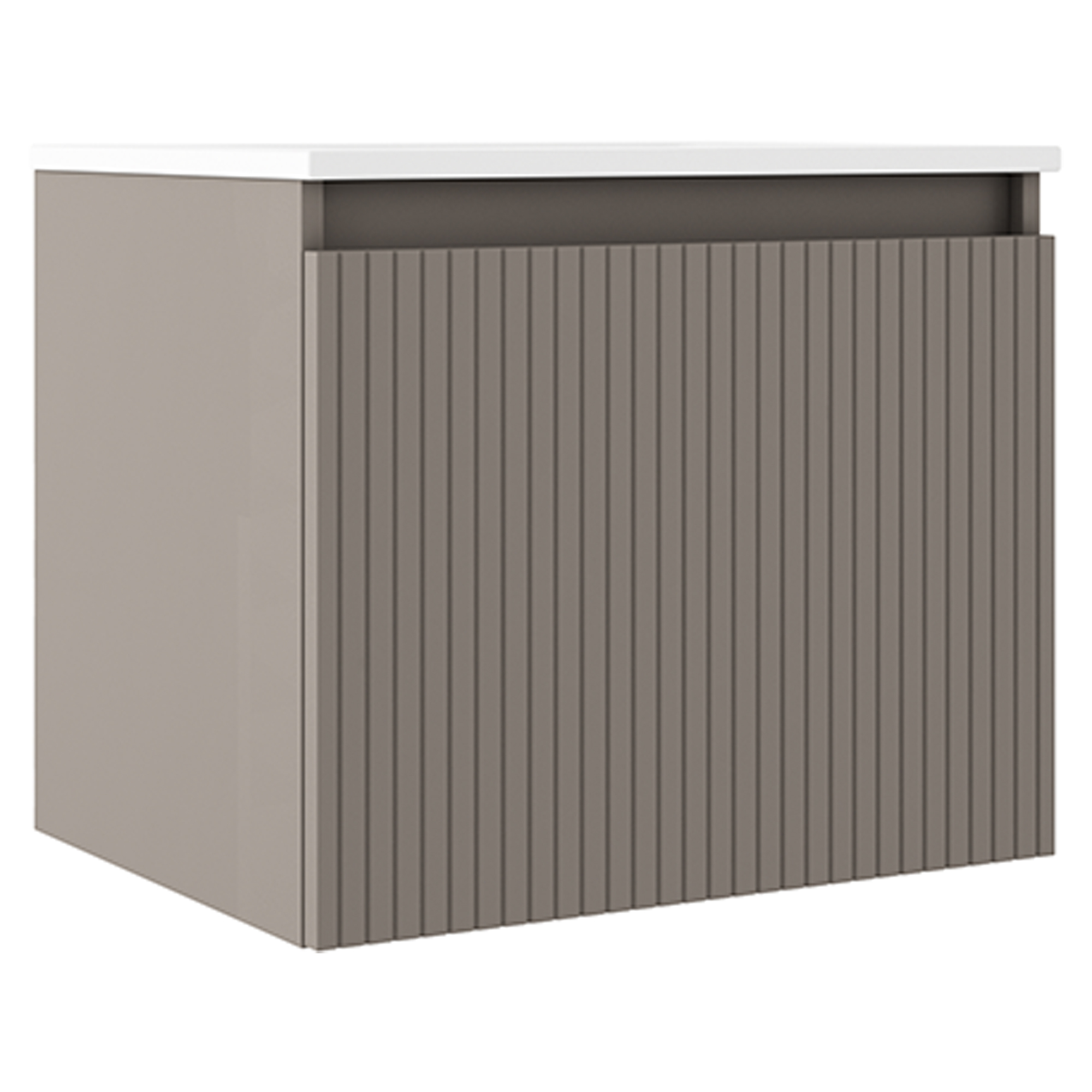 Servantskap Picone Grå Matt 60 cm med Servant Hvit Blank