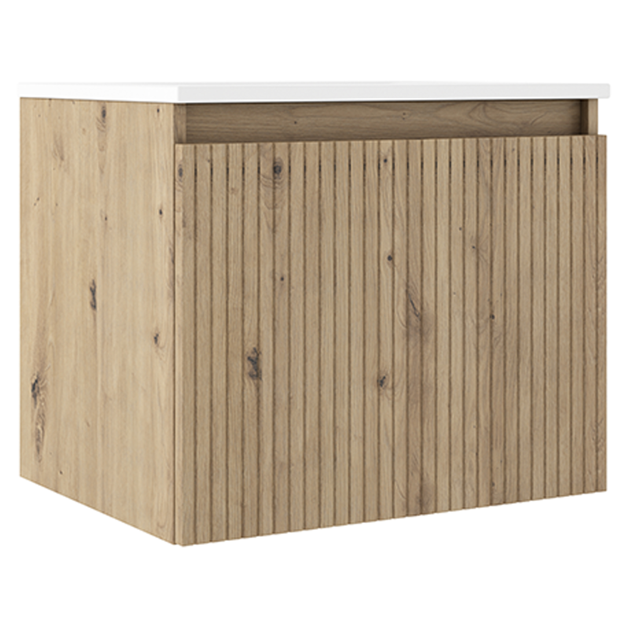 Servantskap Picone Eik Matt 60 cm med Servant Hvit Blank