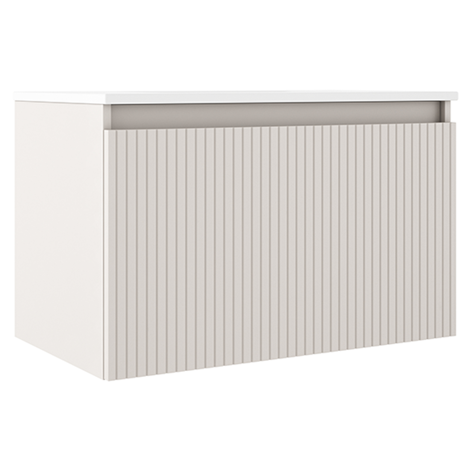 Servantskap Picone Beige Matt 80 cm med Servant Hvit Blank