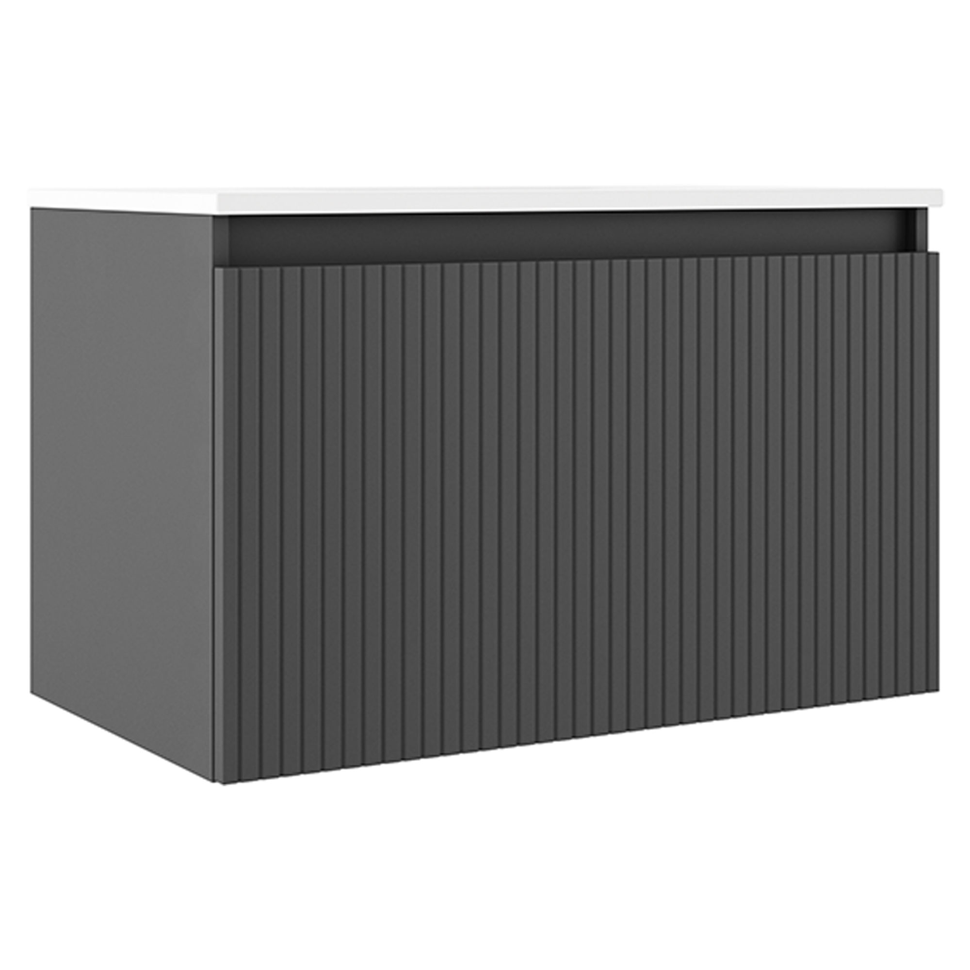 Servantskap Picone Mørkgrå Matt 80 cm med Servant Hvit Blank