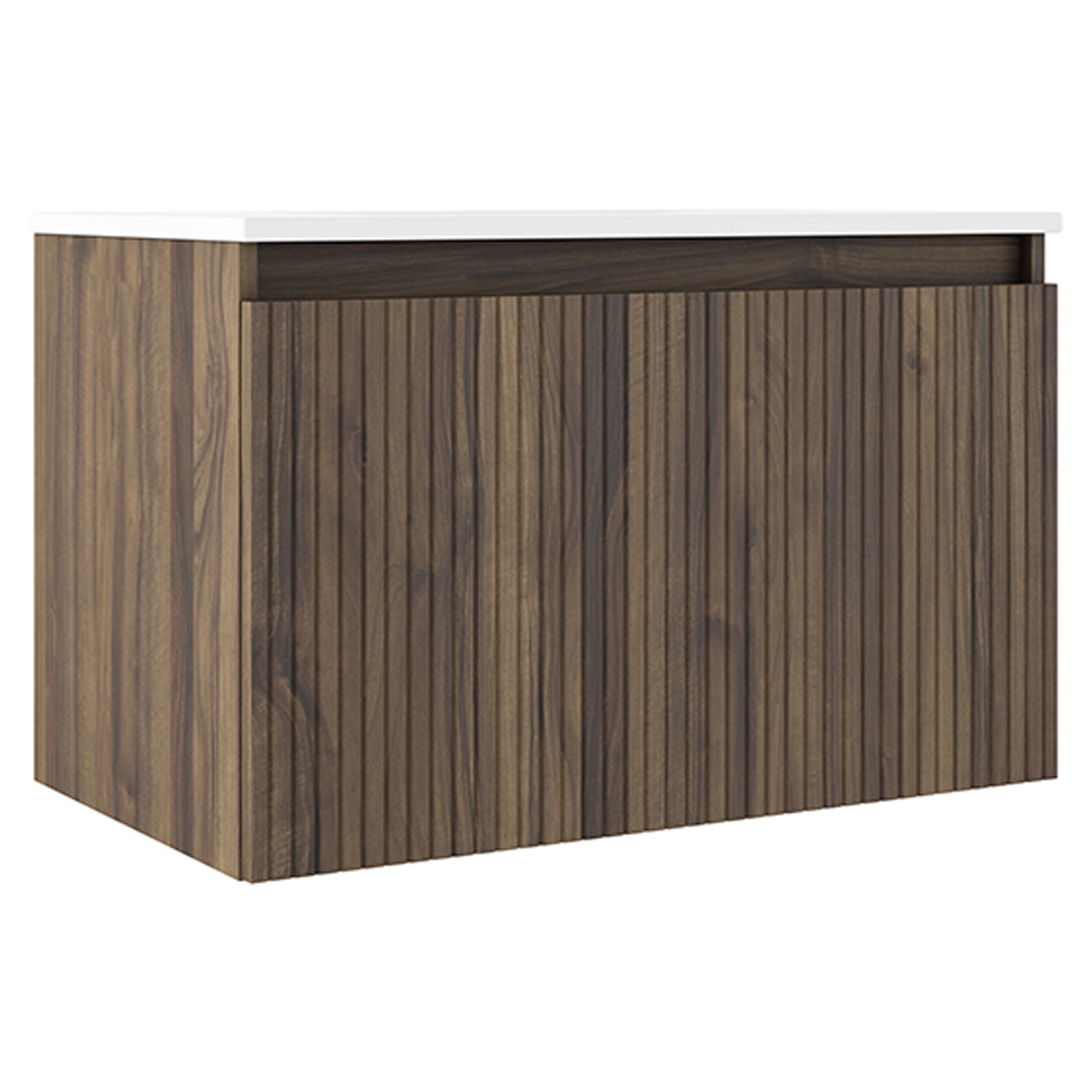 Servantskap Picone Valnøtt Matt 80 cm med Servant Hvit Blank