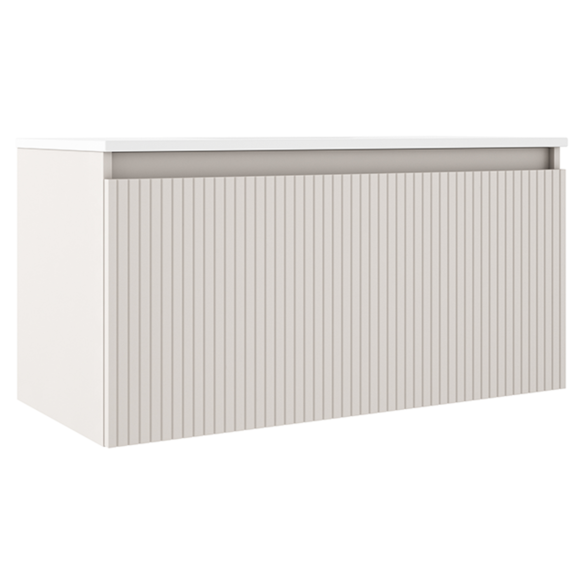 Servantskap Picone Beige Matt 100 cm med Servant Hvit Blank
