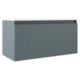 Servantskap <strong>Picone</strong>  Blå Matt 100 cm med Servant Hvit Blank