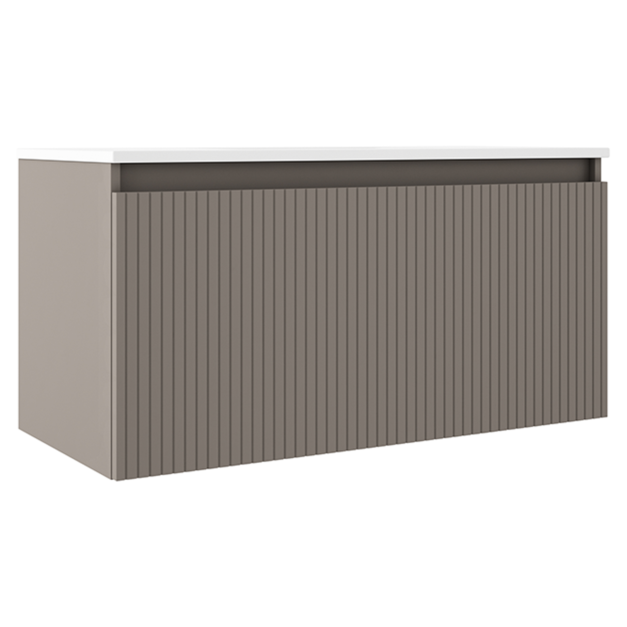 Servantskap Picone Grå Matt 100 cm med Servant Hvit Blank