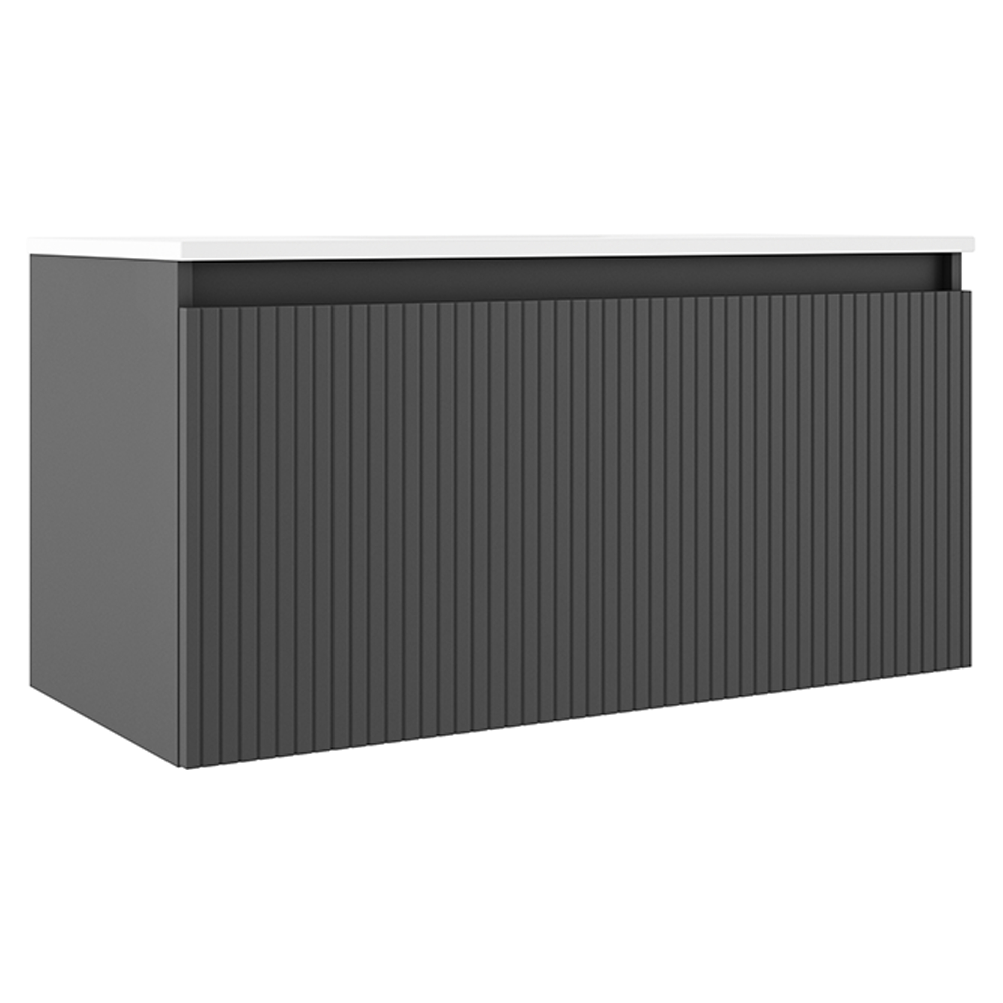 Servantskap Picone Mørkgrå Matt 100 cm med Servant Hvit Blank
