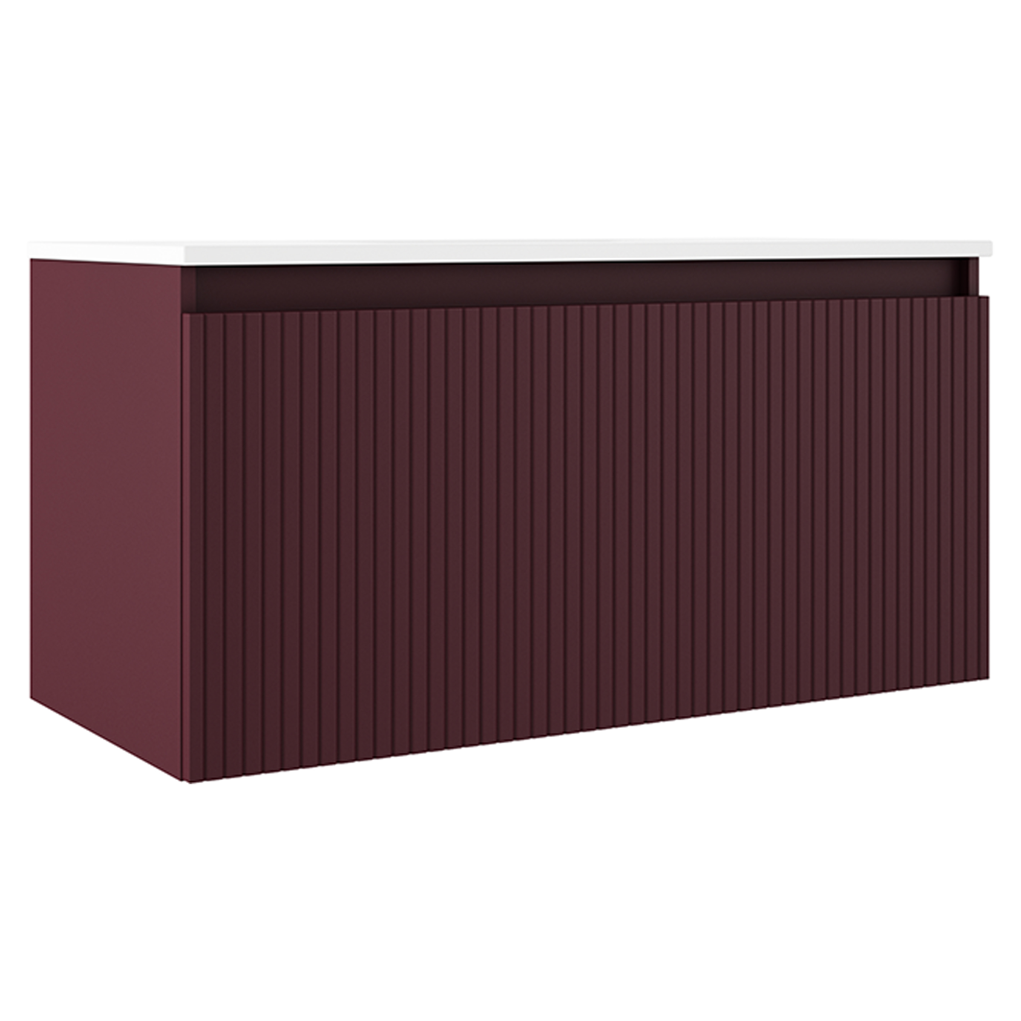 Servantskap Picone Rød Matt 100 cm med Servant Hvit Blank