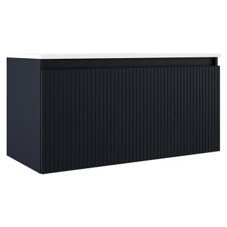 Servantskap <strong>Picone</strong>  Mörblå Matt 100 cm med Servant Hvit Blank