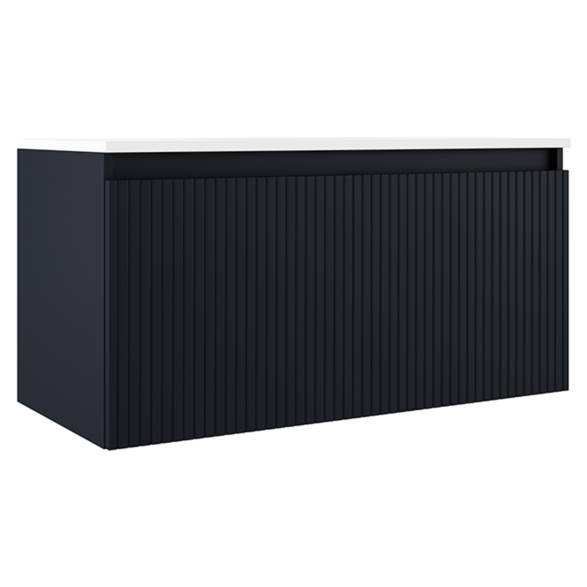 Servantskap Picone Mörblå Matt 100 cm med Servant Hvit Blank
