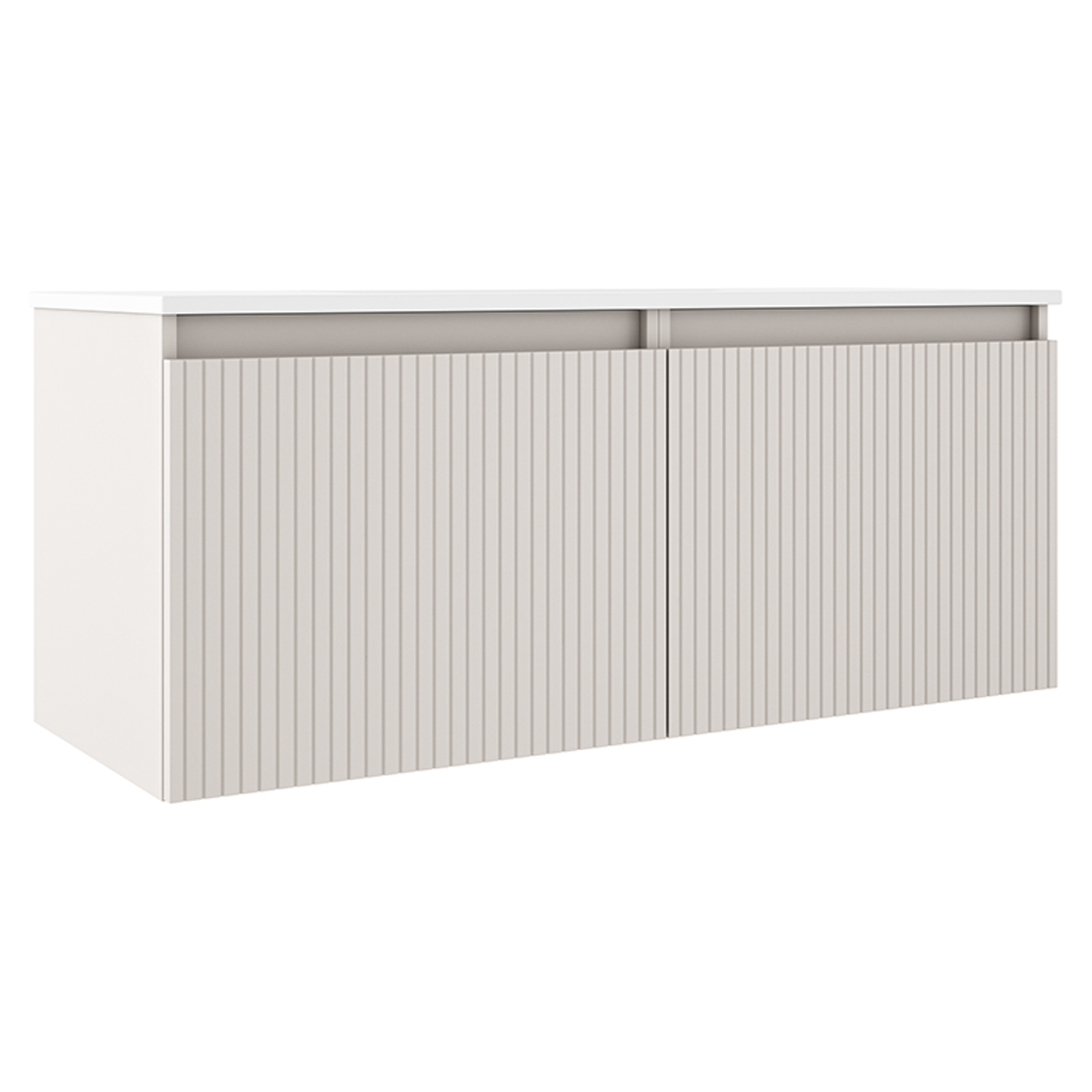Dobbelt Servantskap Picone Beige Matt 120 cm med Servant Hvit Blank