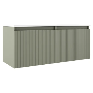 Dobbelt Servantskap <strong>Picone</strong>  Oliv Matt 120 cm med Servant Hvit Blank