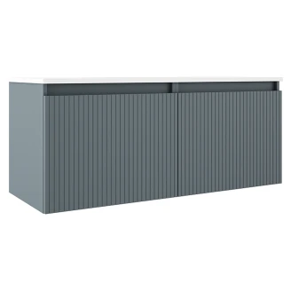 Dobbelt Servantskap <strong>Picone</strong>  Blå Matt 120 cm med Servant Hvit Blank