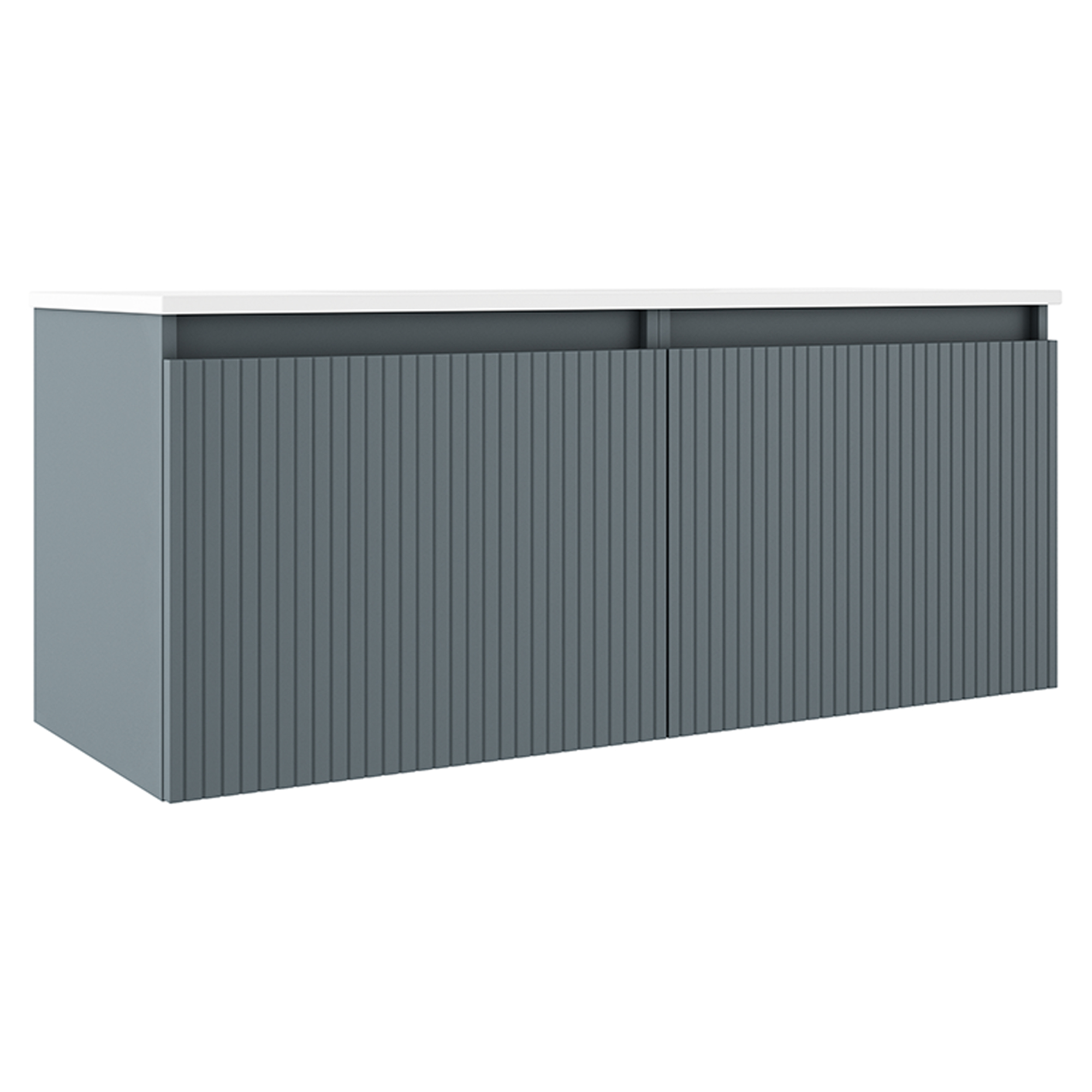 Dobbelt Servantskap Picone Blå Matt 120 cm med Servant Hvit Blank