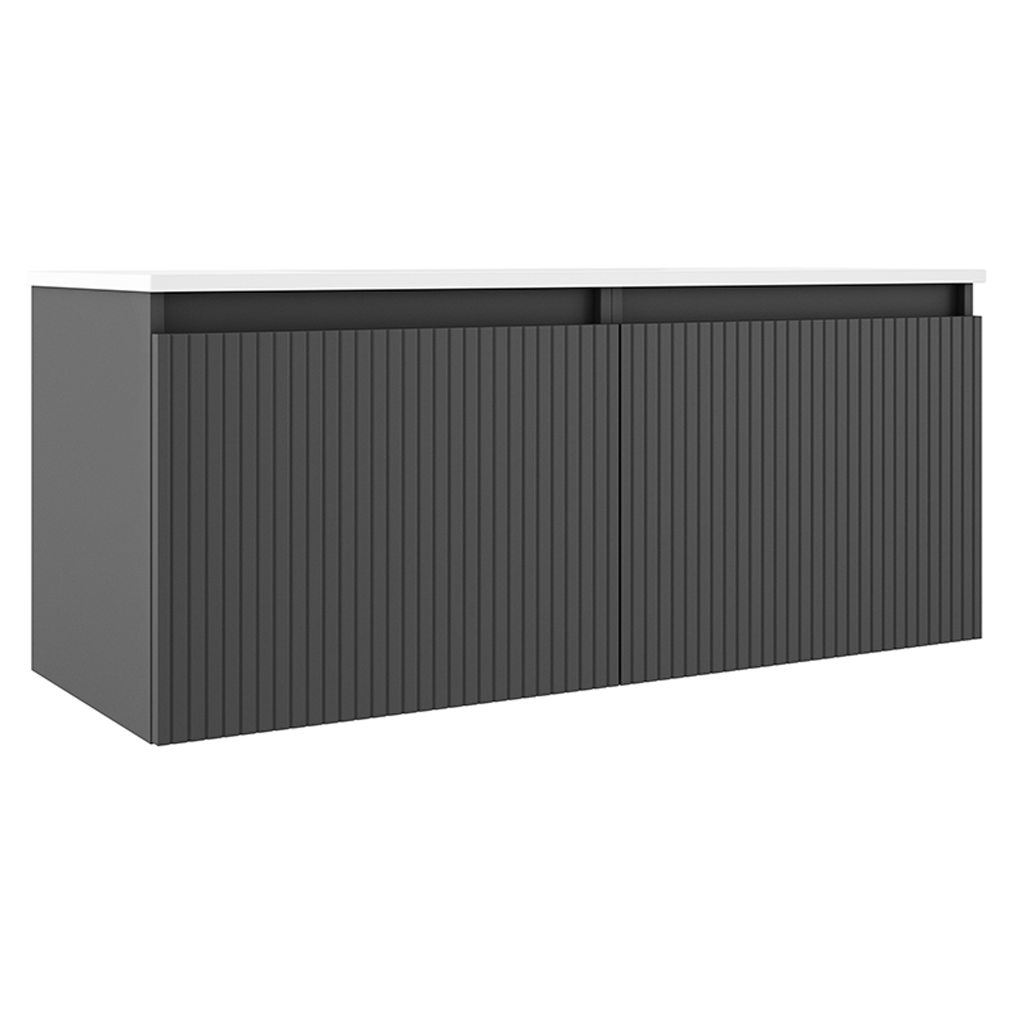 Dobbelt Servantskap Picone Mørkgrå Matt 120 cm med Servant Hvit Blank