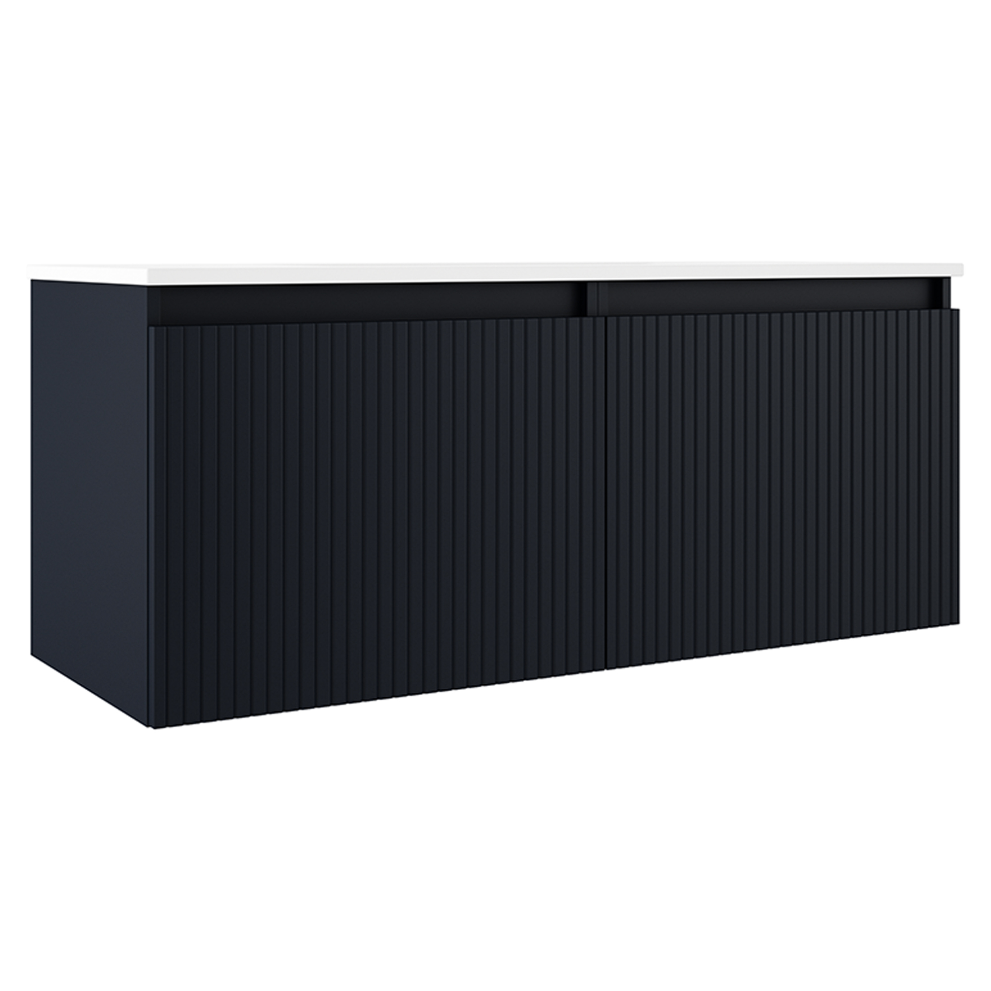 Dobbelt Servantskap Picone Mörblå Matt 120 cm med Servant Hvit Blank Høyre