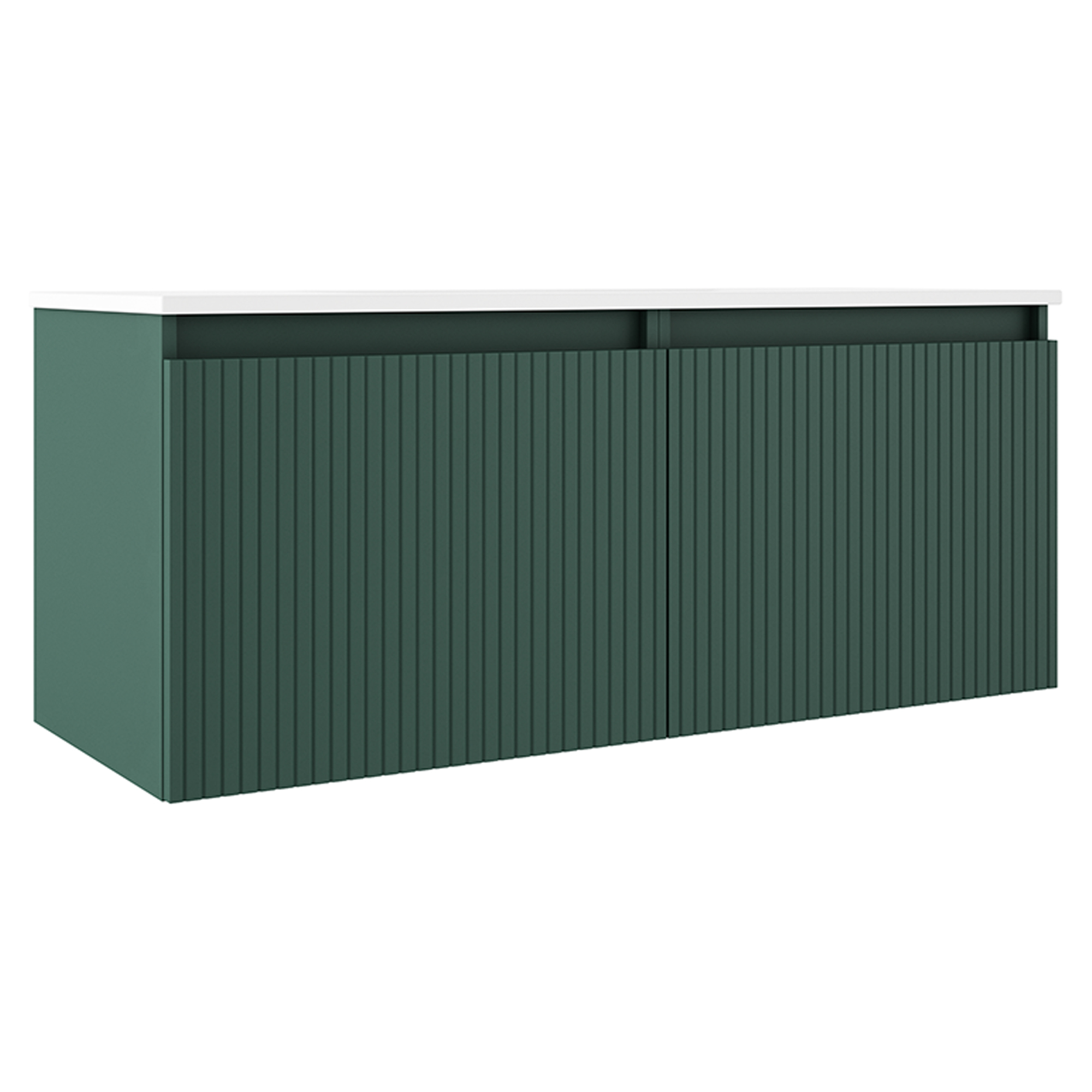 Dobbelt Servantskap Picone Grønn Matt 120 cm med Servant Hvit Blank Venstre
