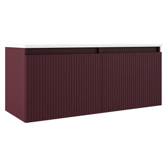 Dobbelt Servantskap <strong>Picone</strong>  Rød Matt 120 cm med Servant Hvit Blank Venstre