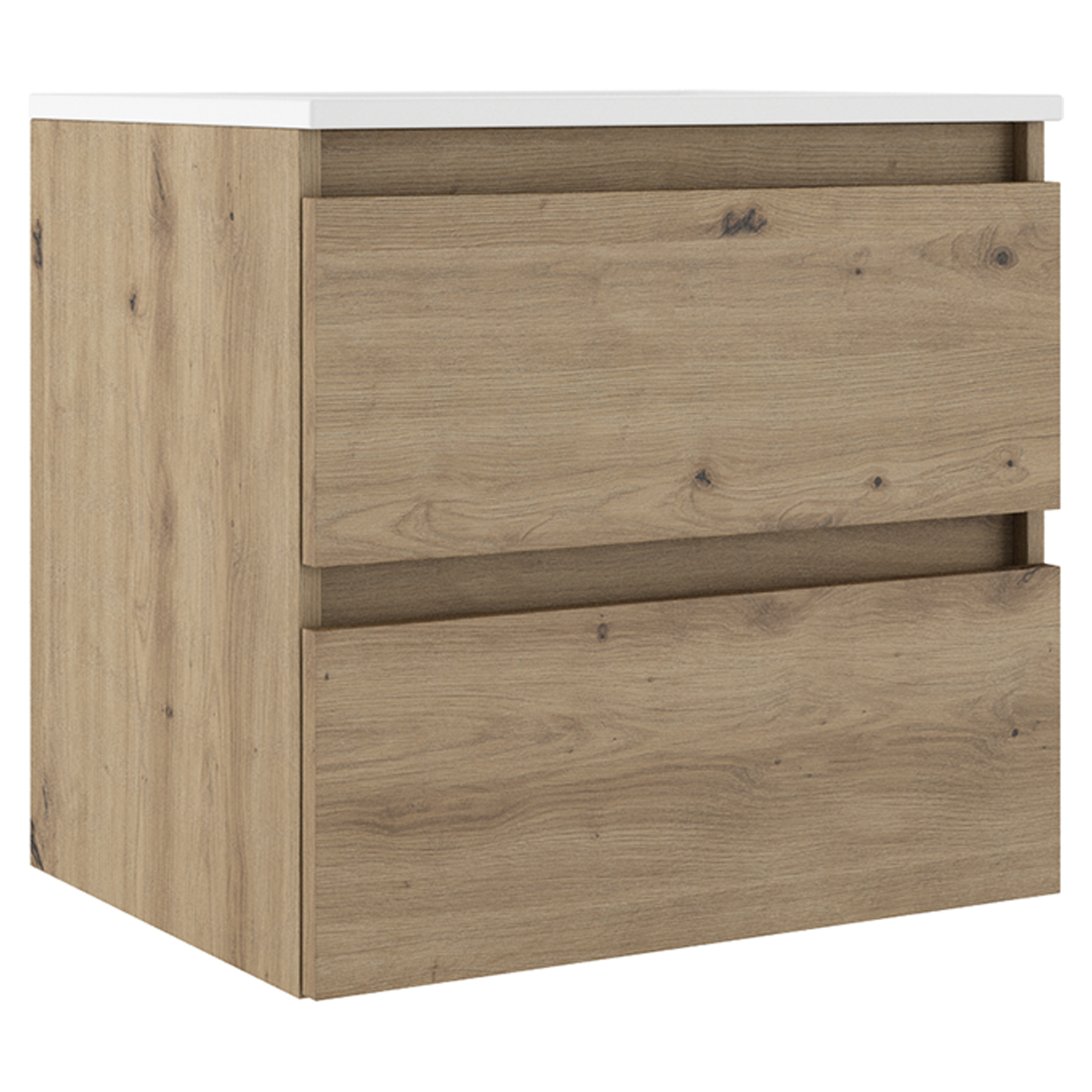 Servantskap Compakt Eik Matt 50x40 cm med Servant Hvit Blank