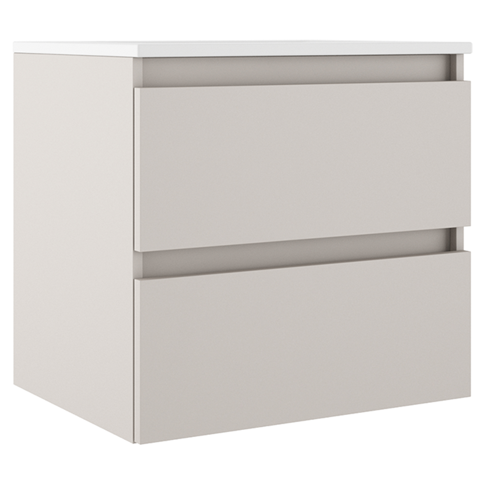 Servantskap Compakt Beige Matt 60x40 cm med Servant Hvit Blank