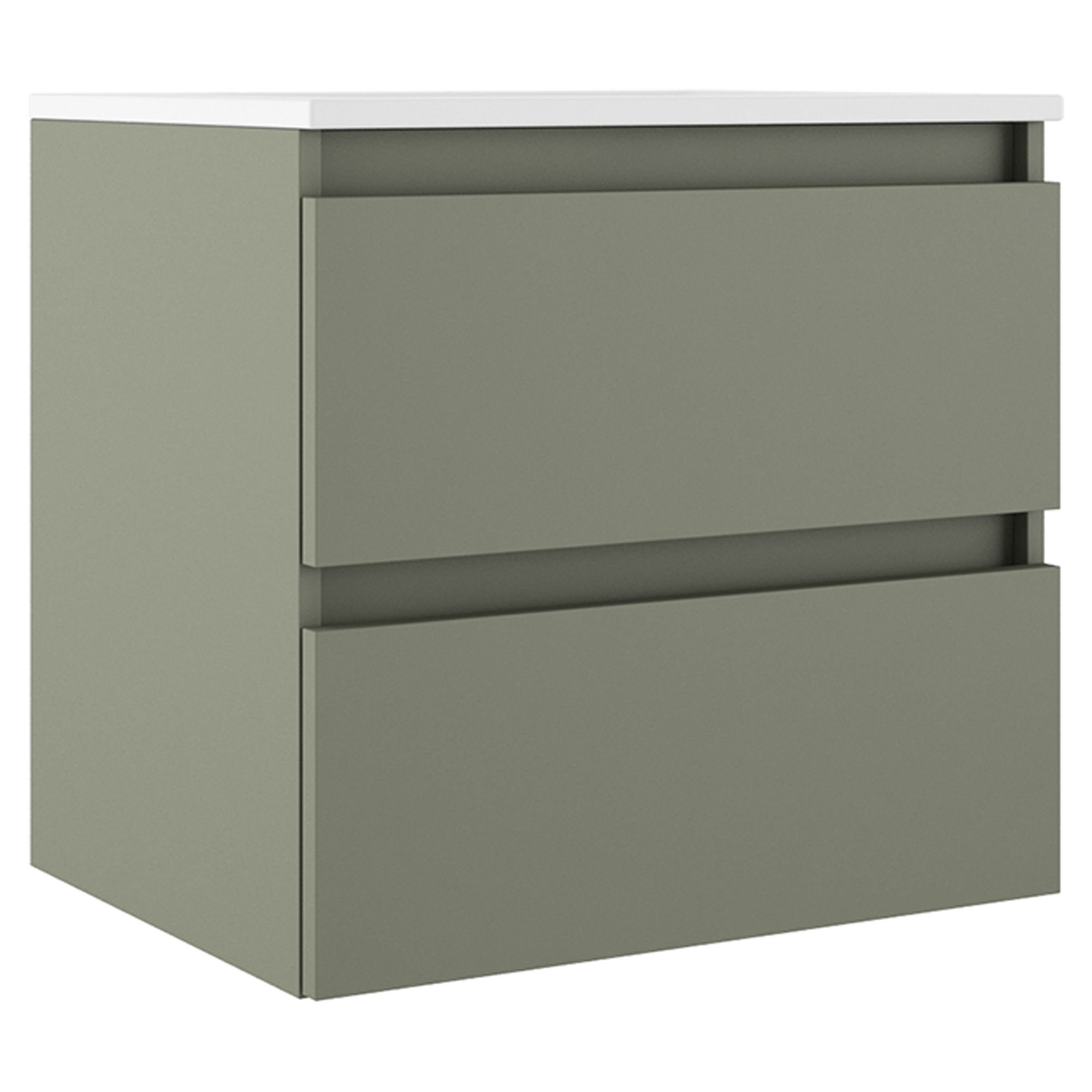 Servantskap Compakt Oliv Matt 60x40 cm med Servant Hvit Blank