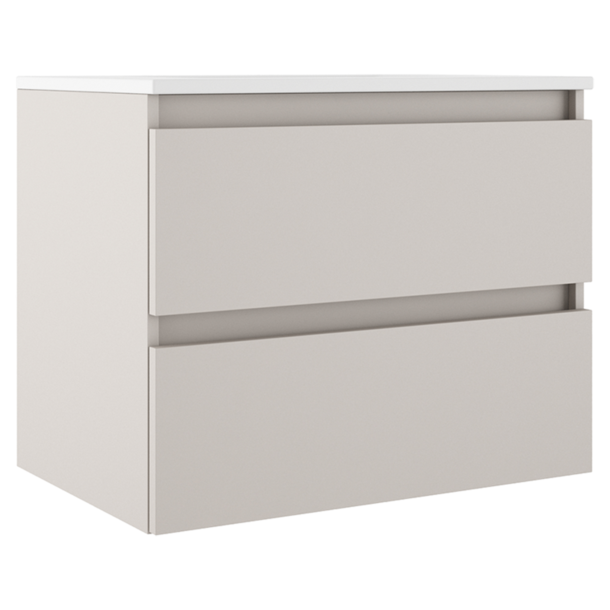 Servantskap Compakt Beige Matt 70x40 cm med Servant Hvit Blank
