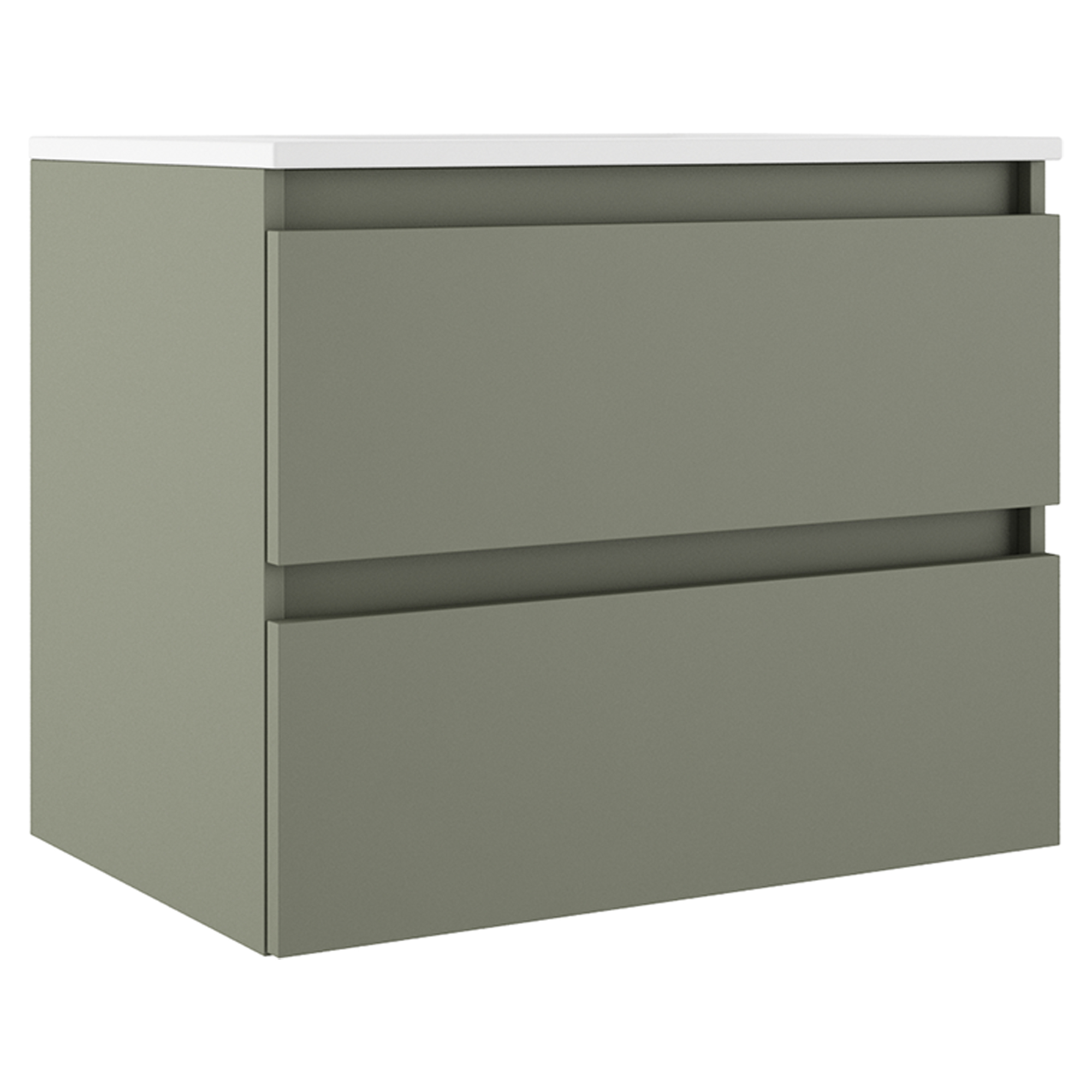 Servantskap Compakt Oliv Matt 70x40 cm med Servant Hvit Blank