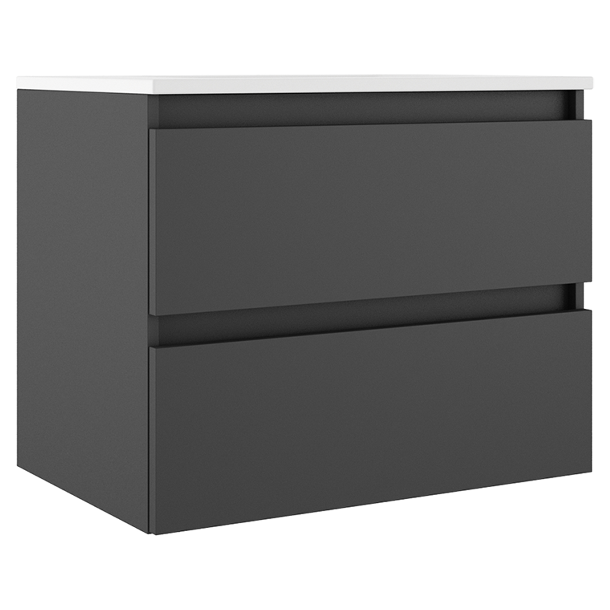 Servantskap Compakt Mørkgrå Matt 70x40 cm med Servant Hvit Blank