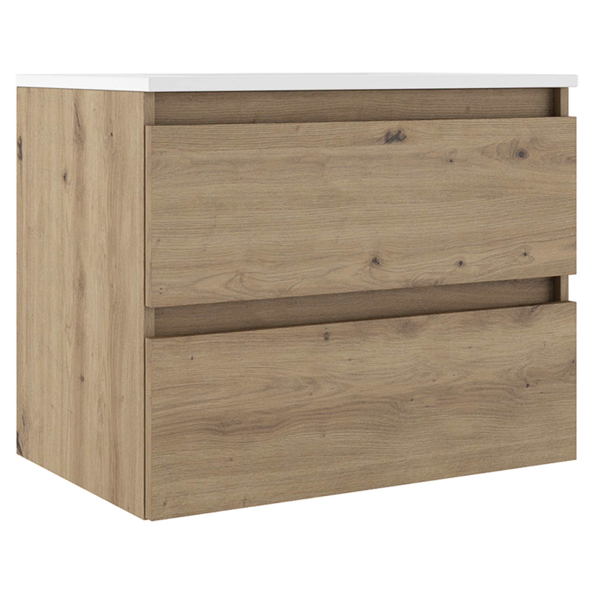 Servantskap Compakt Eik Matt 70x40 cm med Servant Hvit Blank