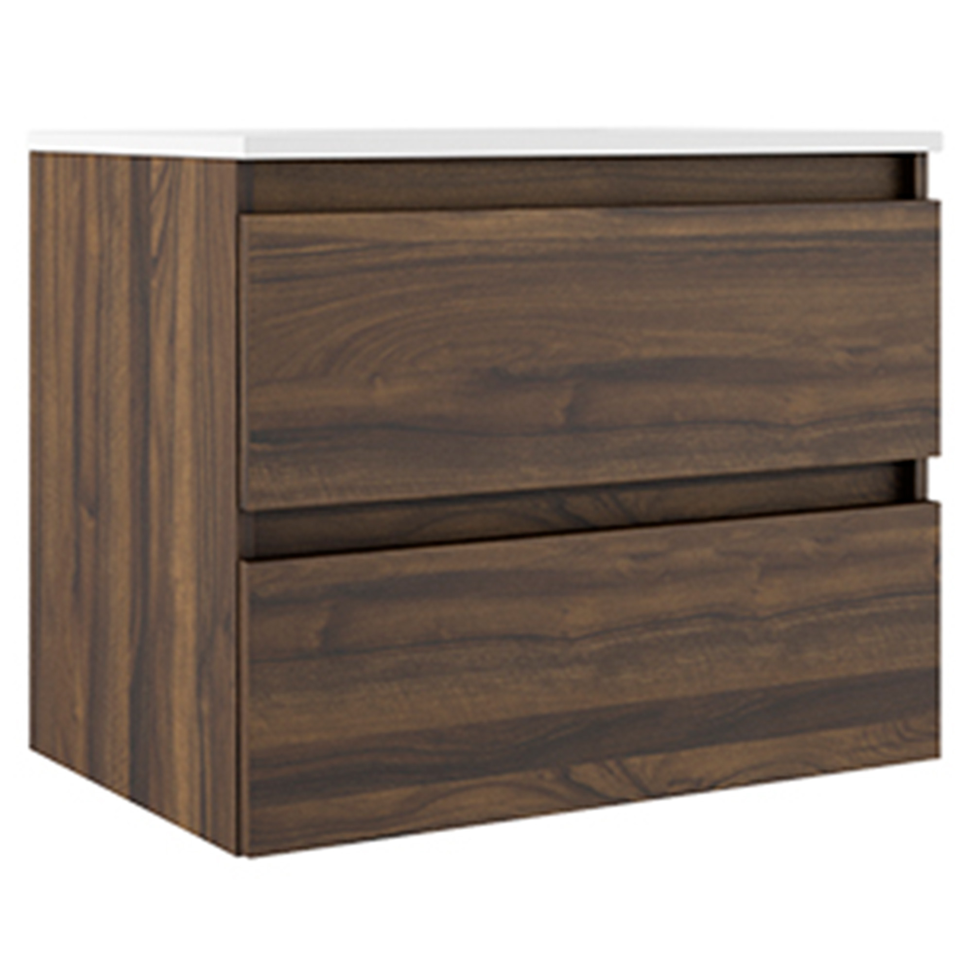 Servantskap Compakt Valnøtt Matt 70x40 cm med Servant Hvit Blank