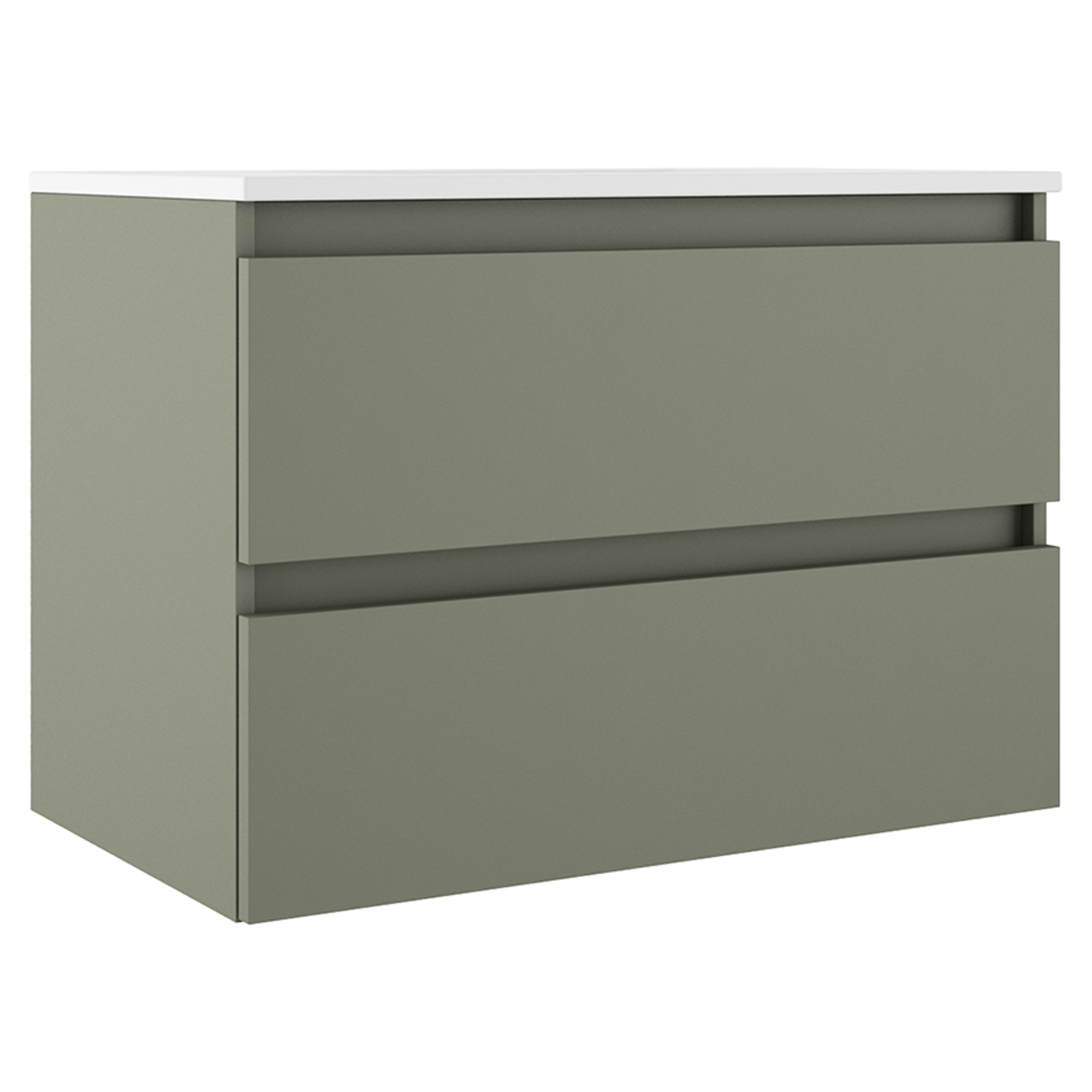 Servantskap Compakt Oliv Matt 80x40 cm med Servant Hvit Blank