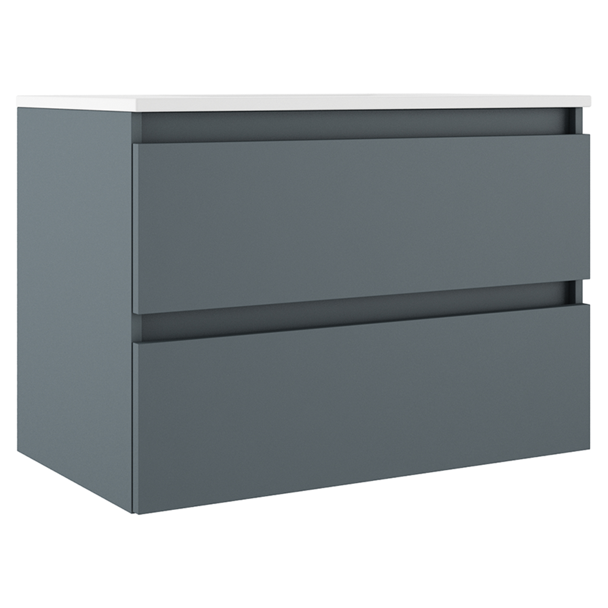 Servantskap Compakt Blå Matt 80x40 cm med Servant Hvit Blank