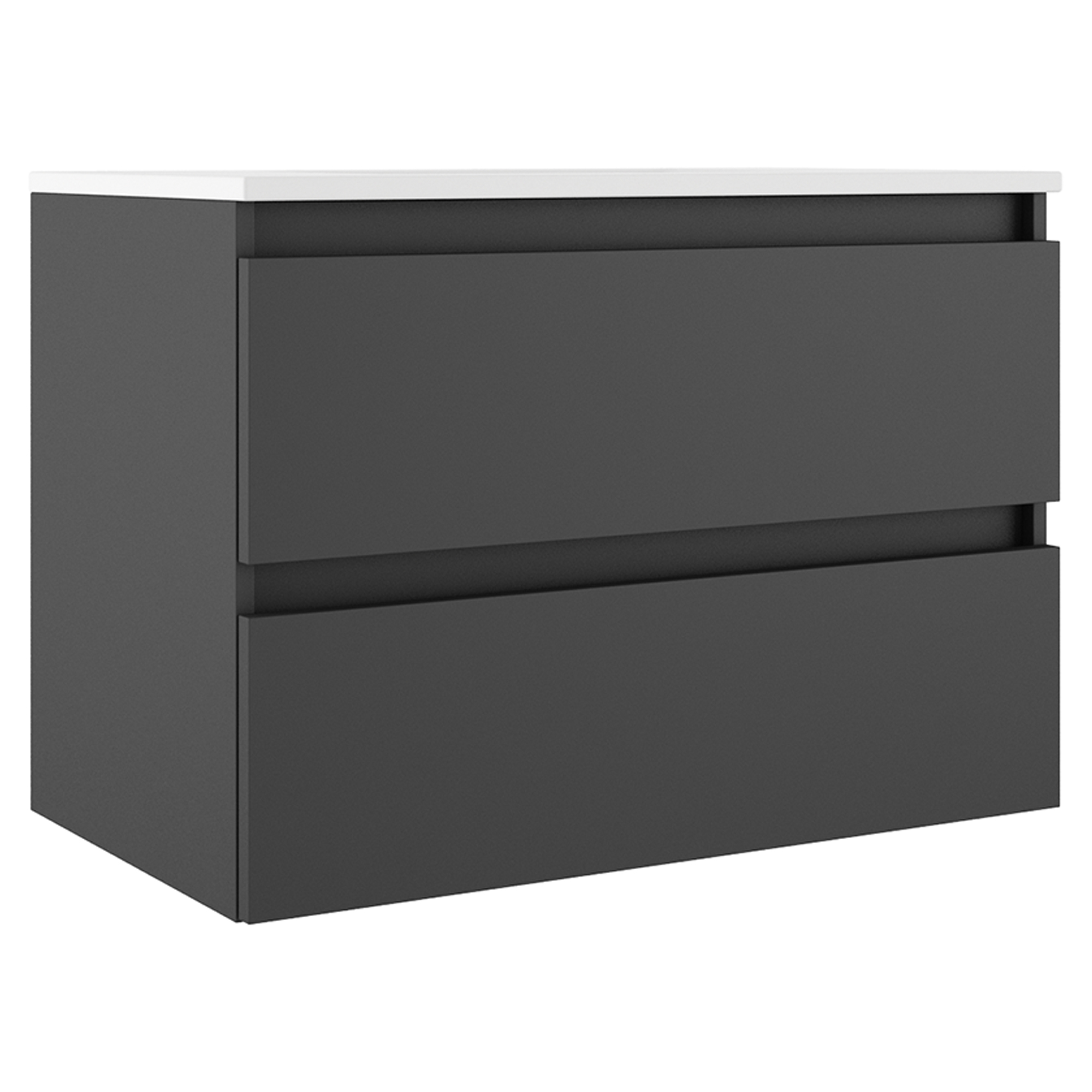 Servantskap Compakt Mørkgrå Matt 80x40 cm med Servant Hvit Blank
