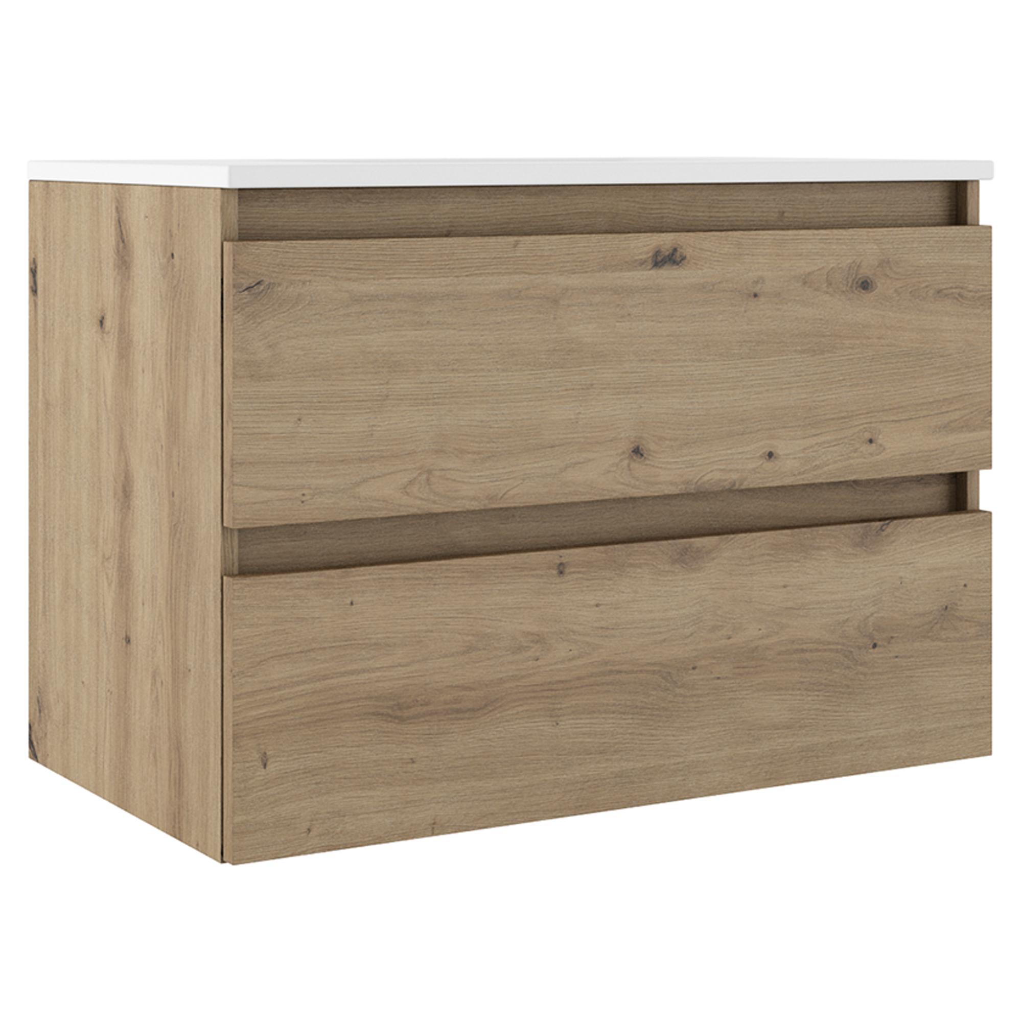 Servantskap Compakt Eik Matt 80x40 cm med Servant Hvit Blank