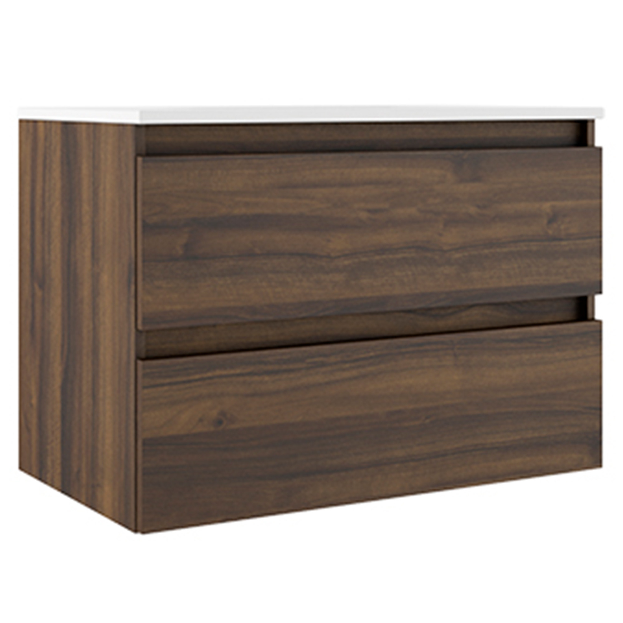 Servantskap Compakt Valnøtt Matt 80x40 cm med Servant Hvit Blank