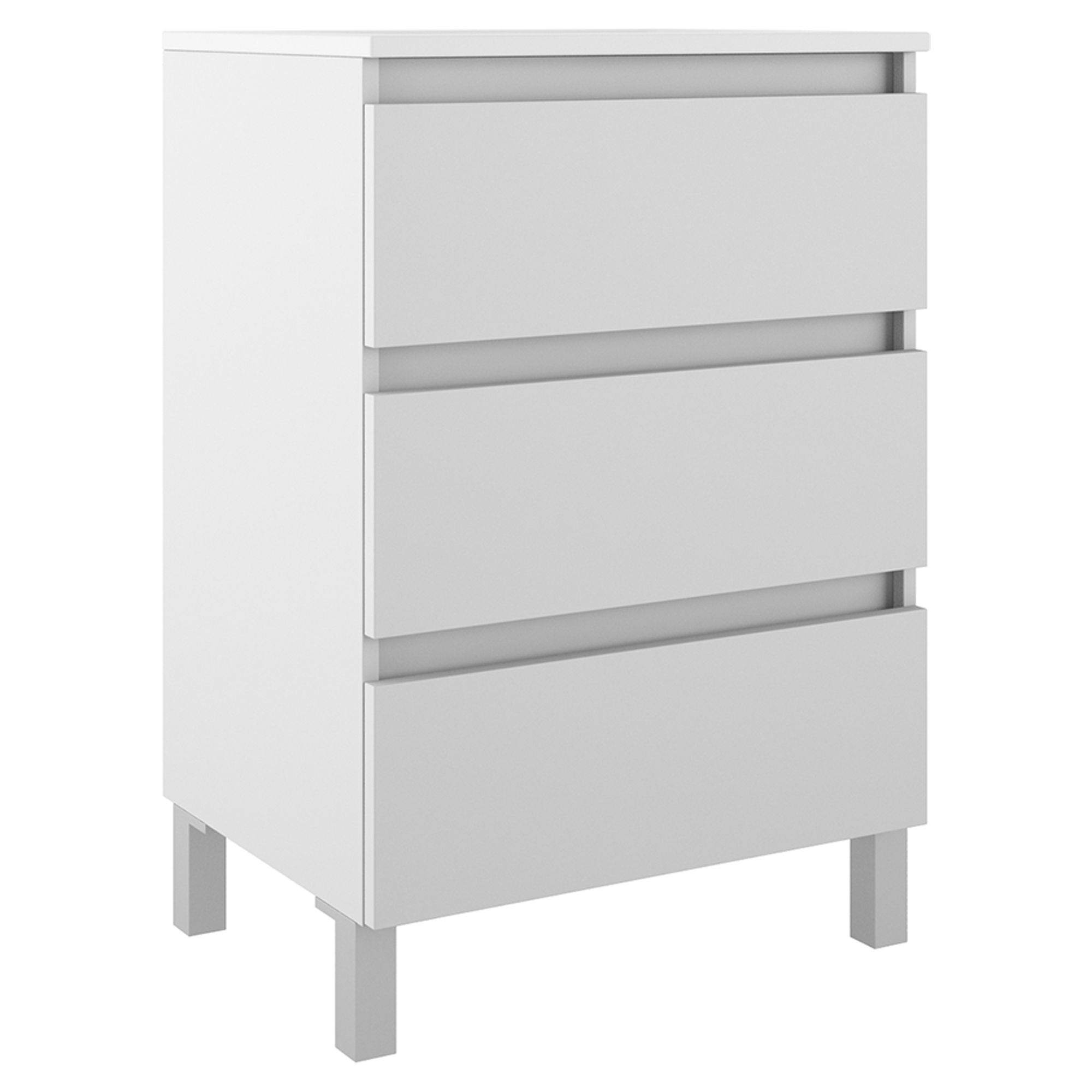 Servantskap Compakt Hvit Matt 60x40 cm med Servant, Tre Skuffer & Ben
