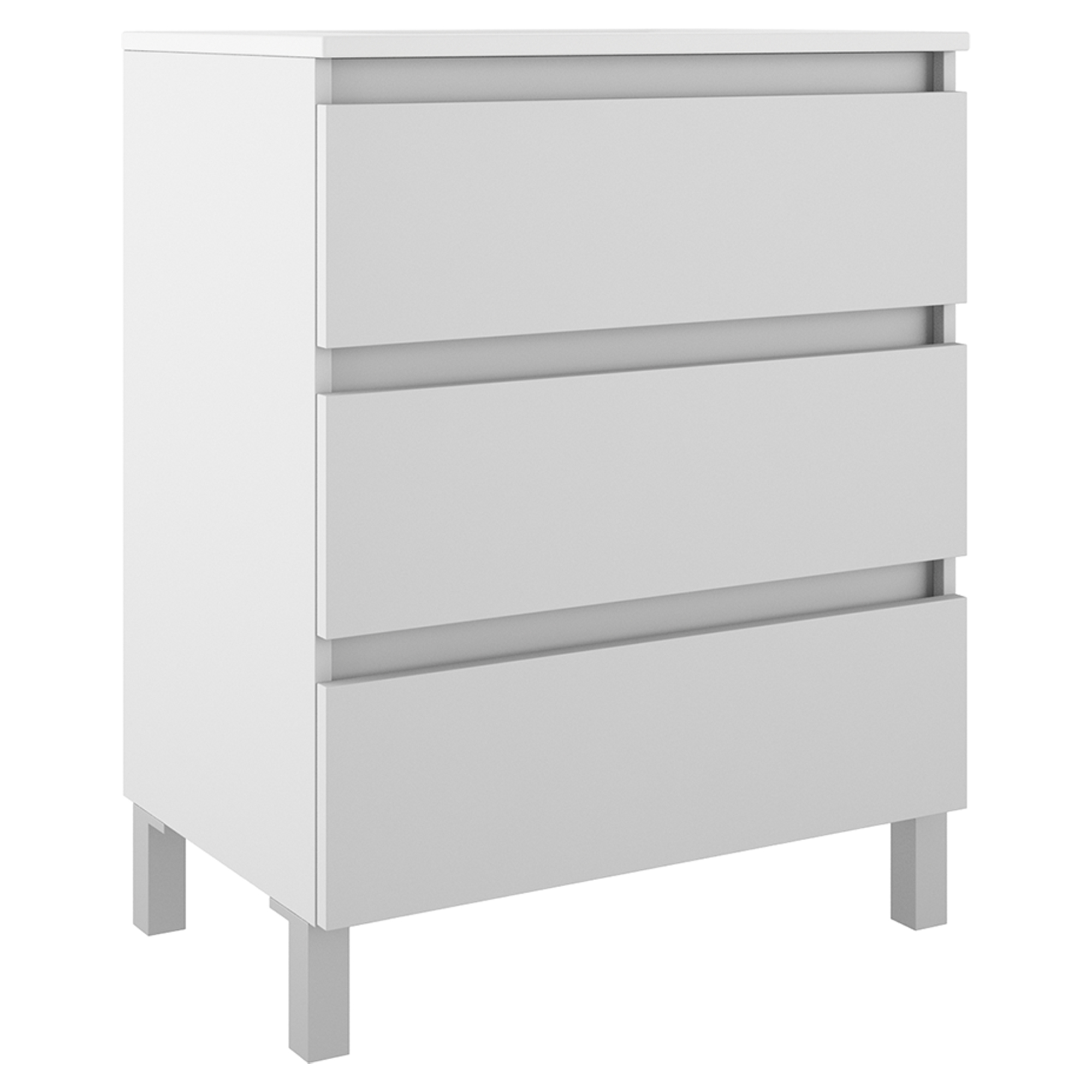 Servantskap Compakt Hvit Matt 70x40 cm med Servant, Tre Skuffer & Ben