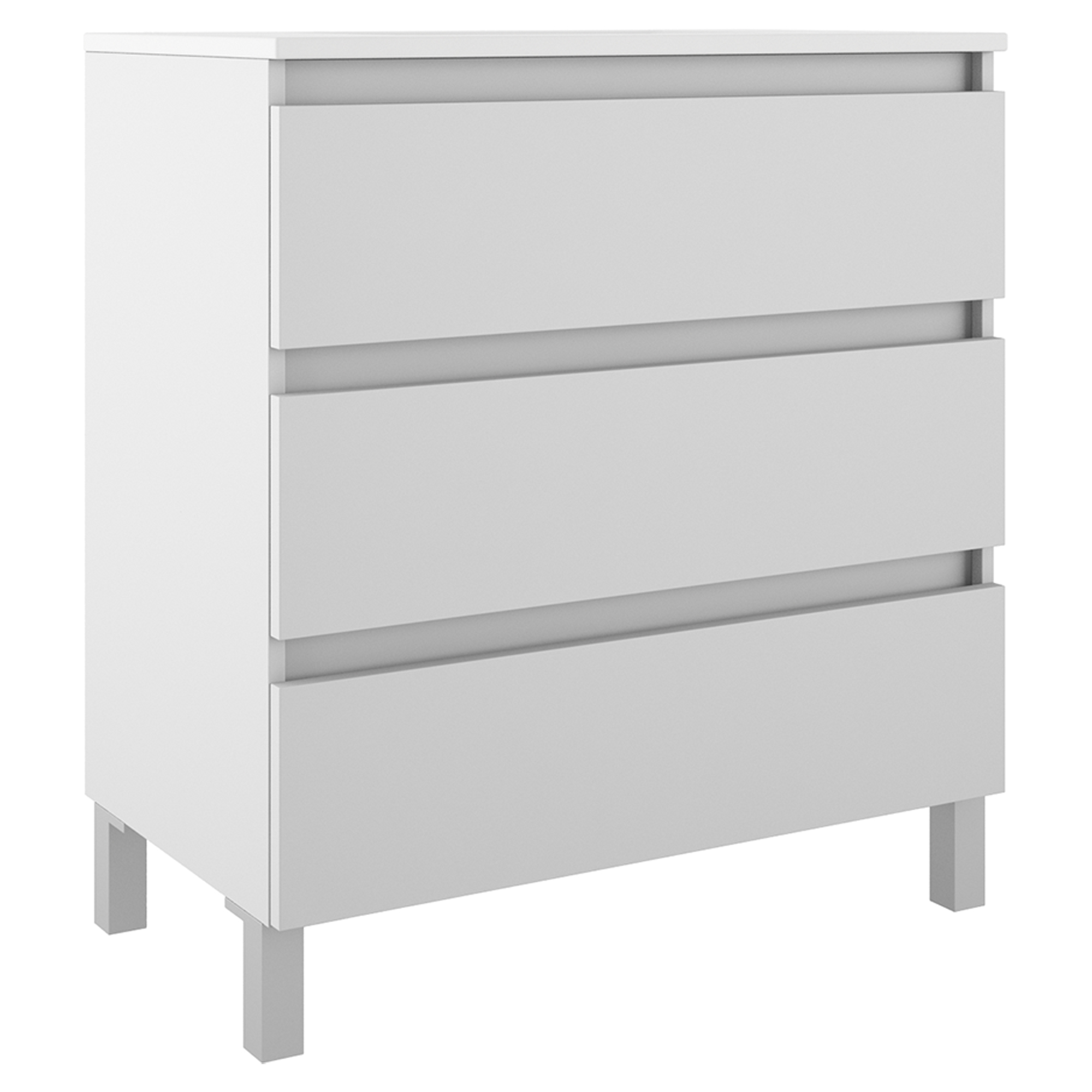 Servantskap Compakt Hvit Matt 80x40 cm med Servant, Tre Skuffer & Ben