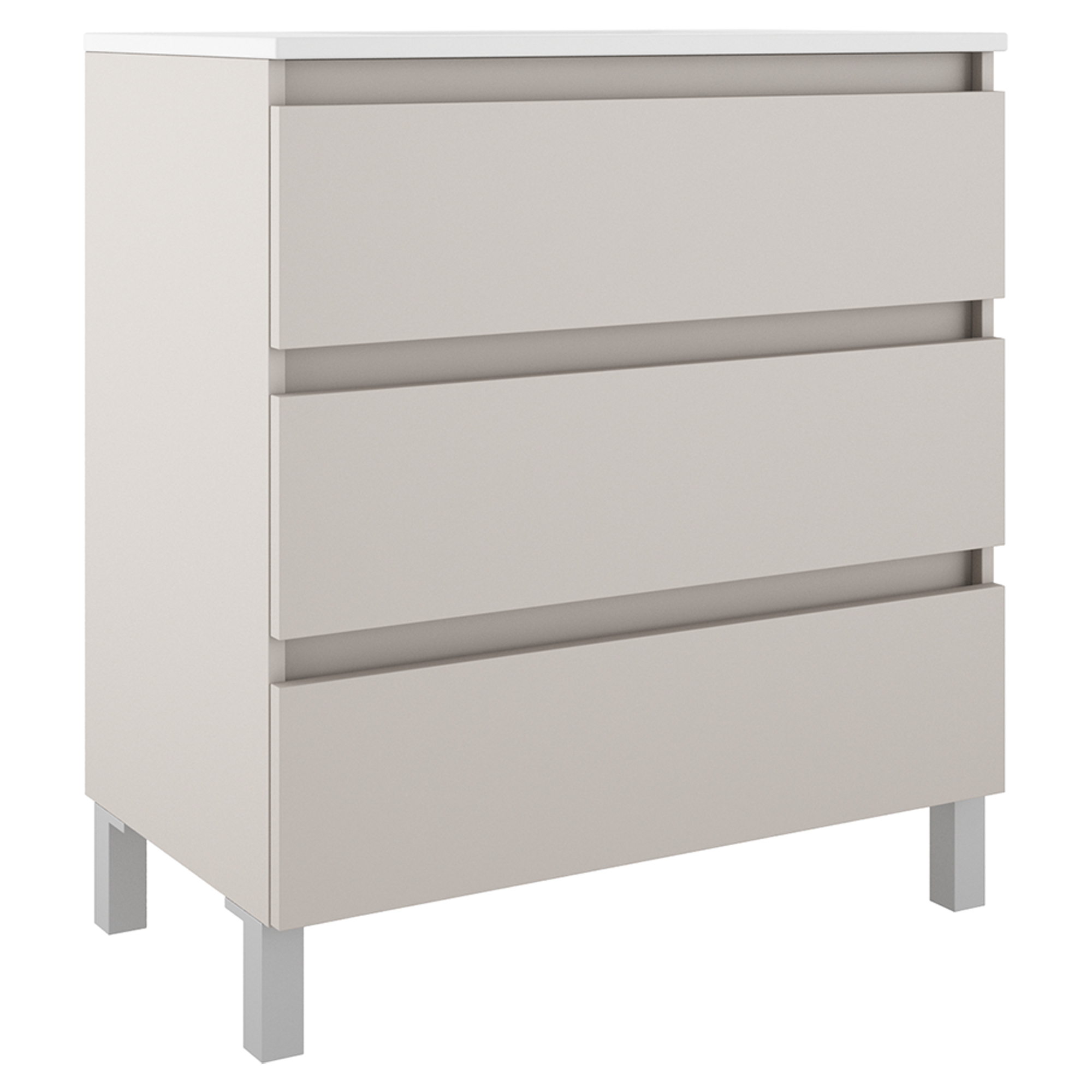 Servantskap Compakt Beige Matt 80x40 cm med Servant, Tre Skuffer & Ben