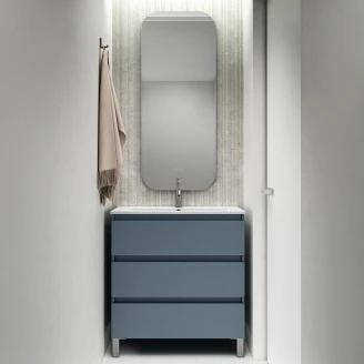 Servantskap <strong>Compakt</strong>  Blå Matt 60x40 cm med Servant, Tre Skuffer & Ben