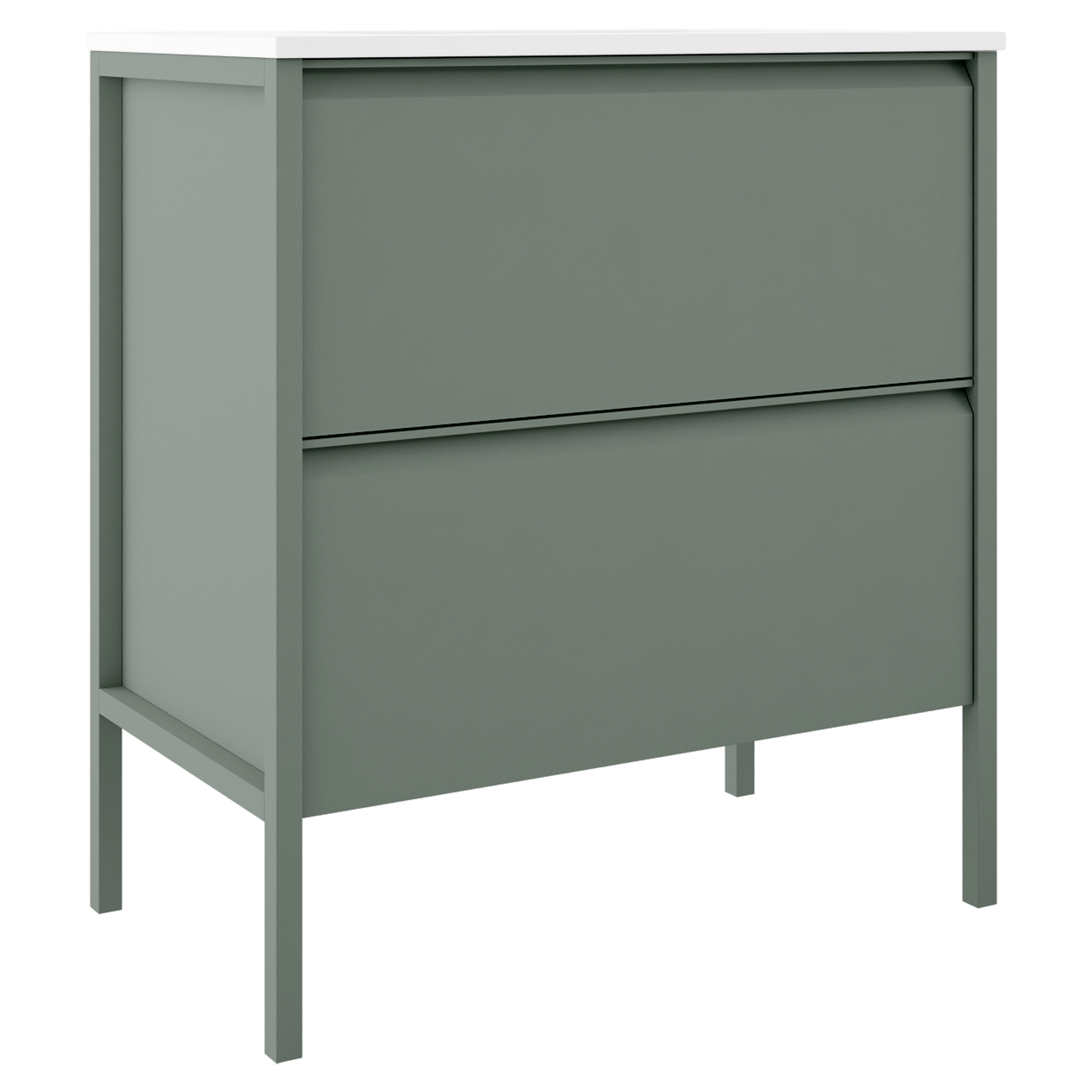 Servantskap Tone Oliv Matt 80 cm, 2 Skuffer med Servant