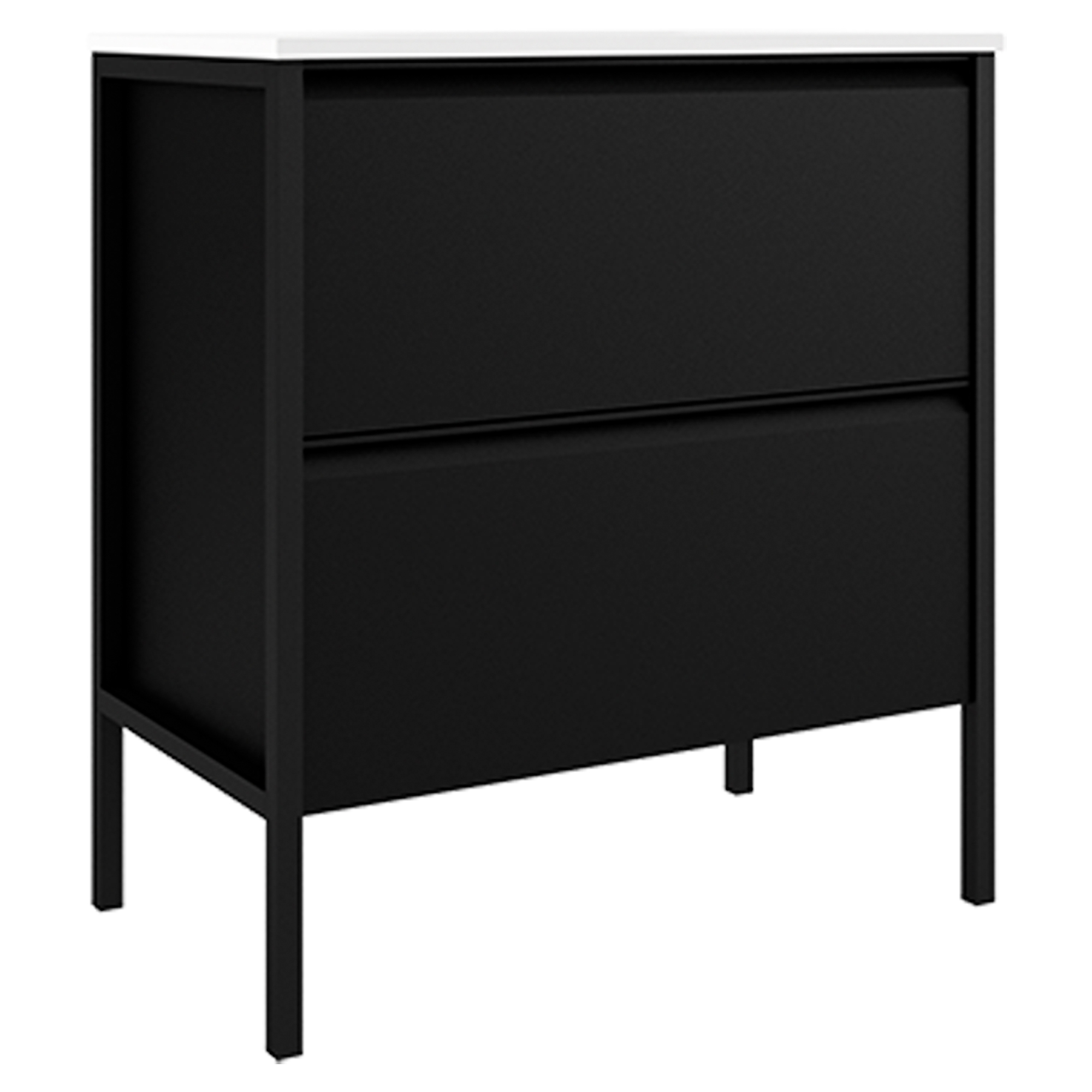 Servantskap Tone Svart Matt 80 cm, 2 Skuffer med Servant