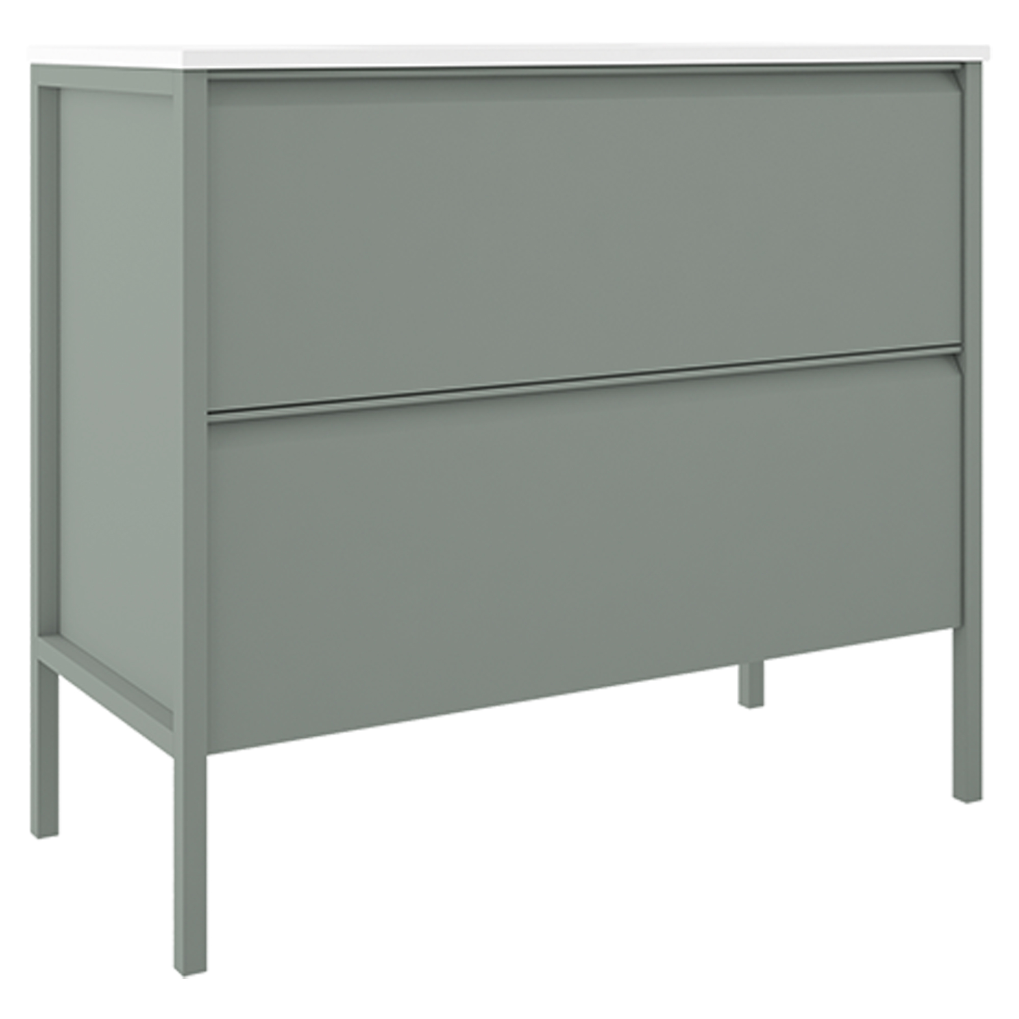 Servantskap Tone Oliv Matt 100 cm, 2 Skuffer med Servant