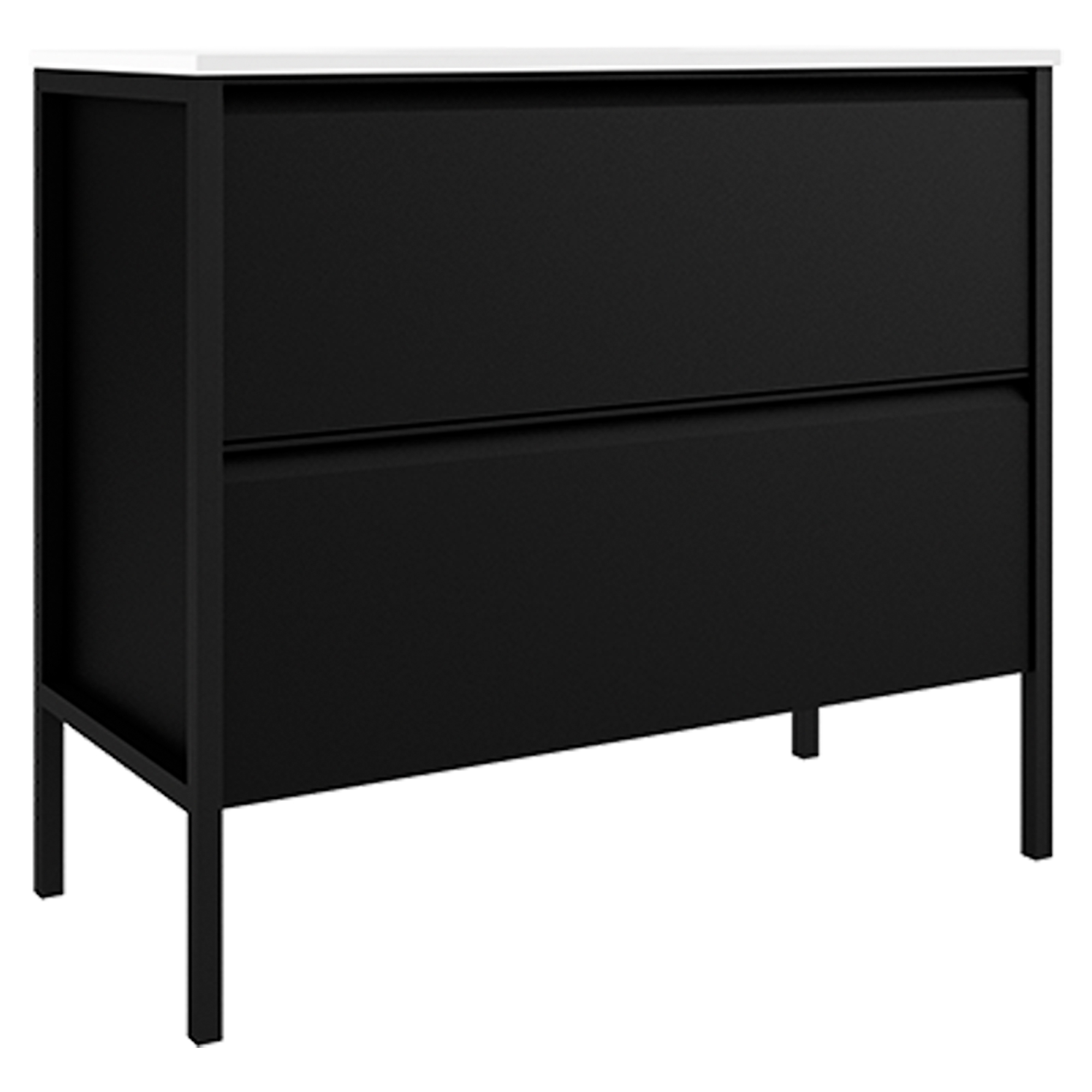 Servantskap Tone Svart Matt 100 cm, 2 Skuffer med Servant