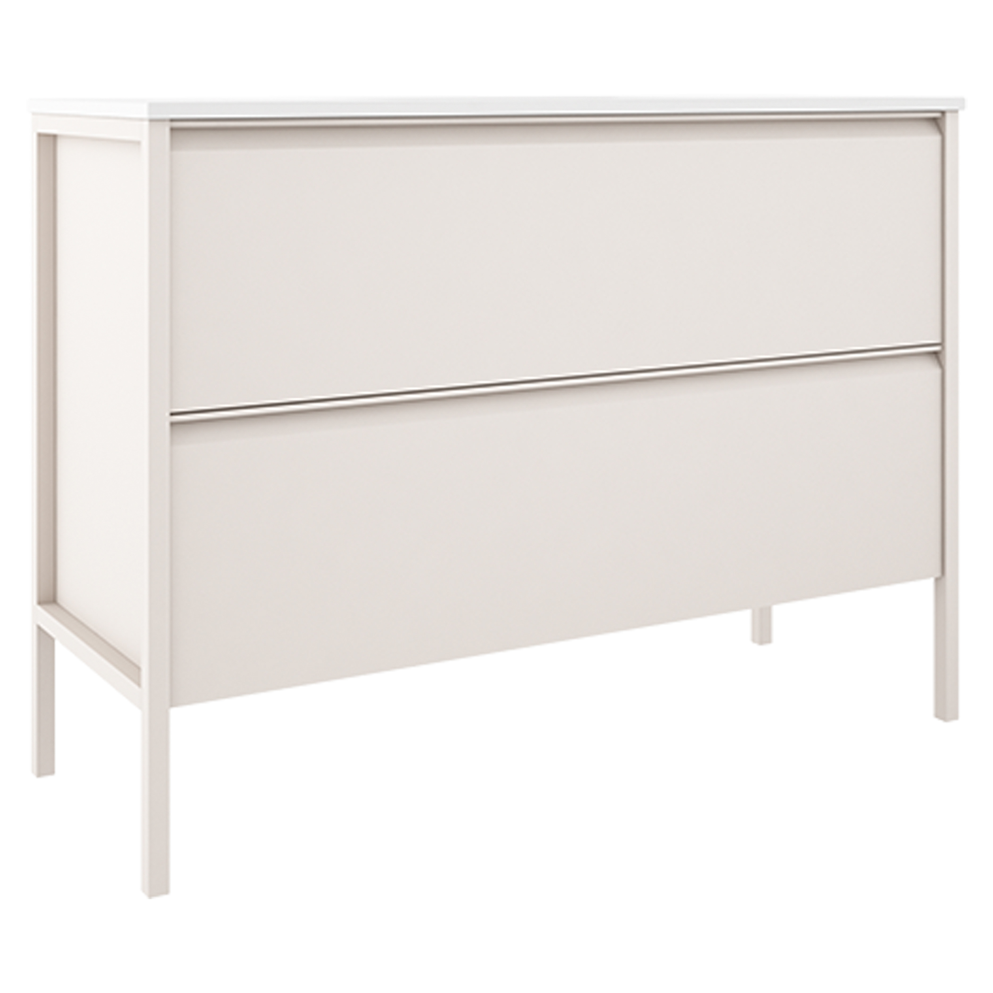 Servantskap Tone Beige Matt 120 cm, 2 Skuffer med Servant