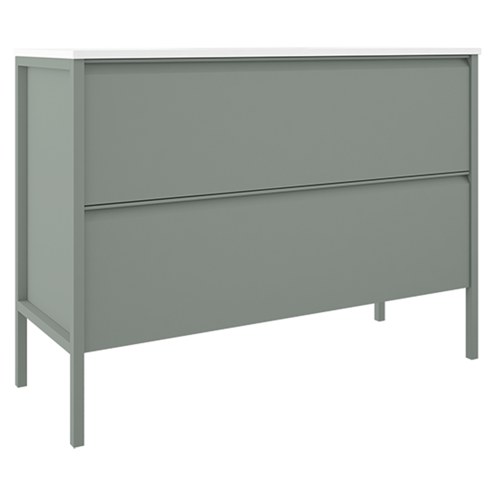 Servantskap Tone Oliv Matt 120 cm, 2 Skuffer med Servant