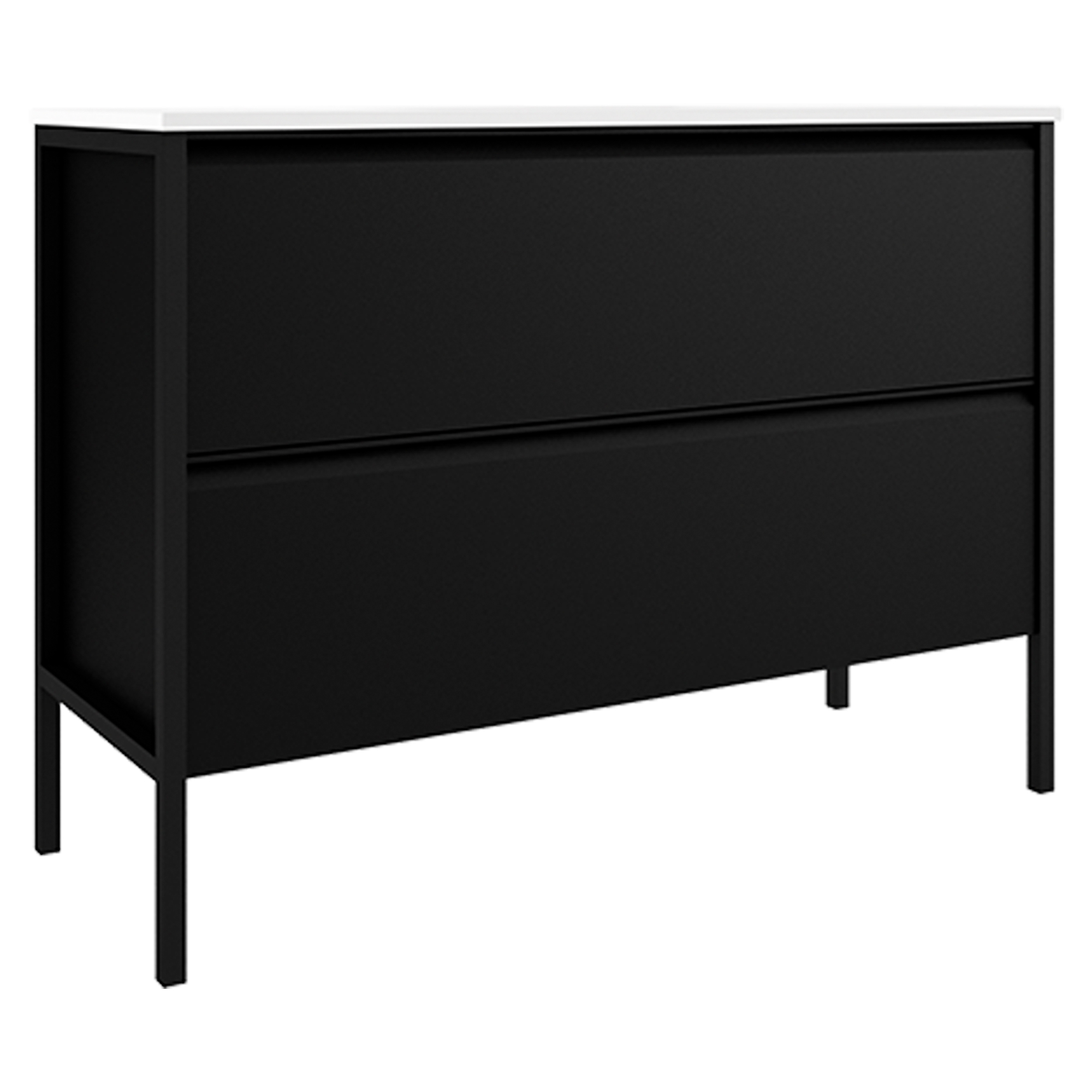 Servantskap Tone Svart Matt 120 cm, 2 Skuffer med Servant