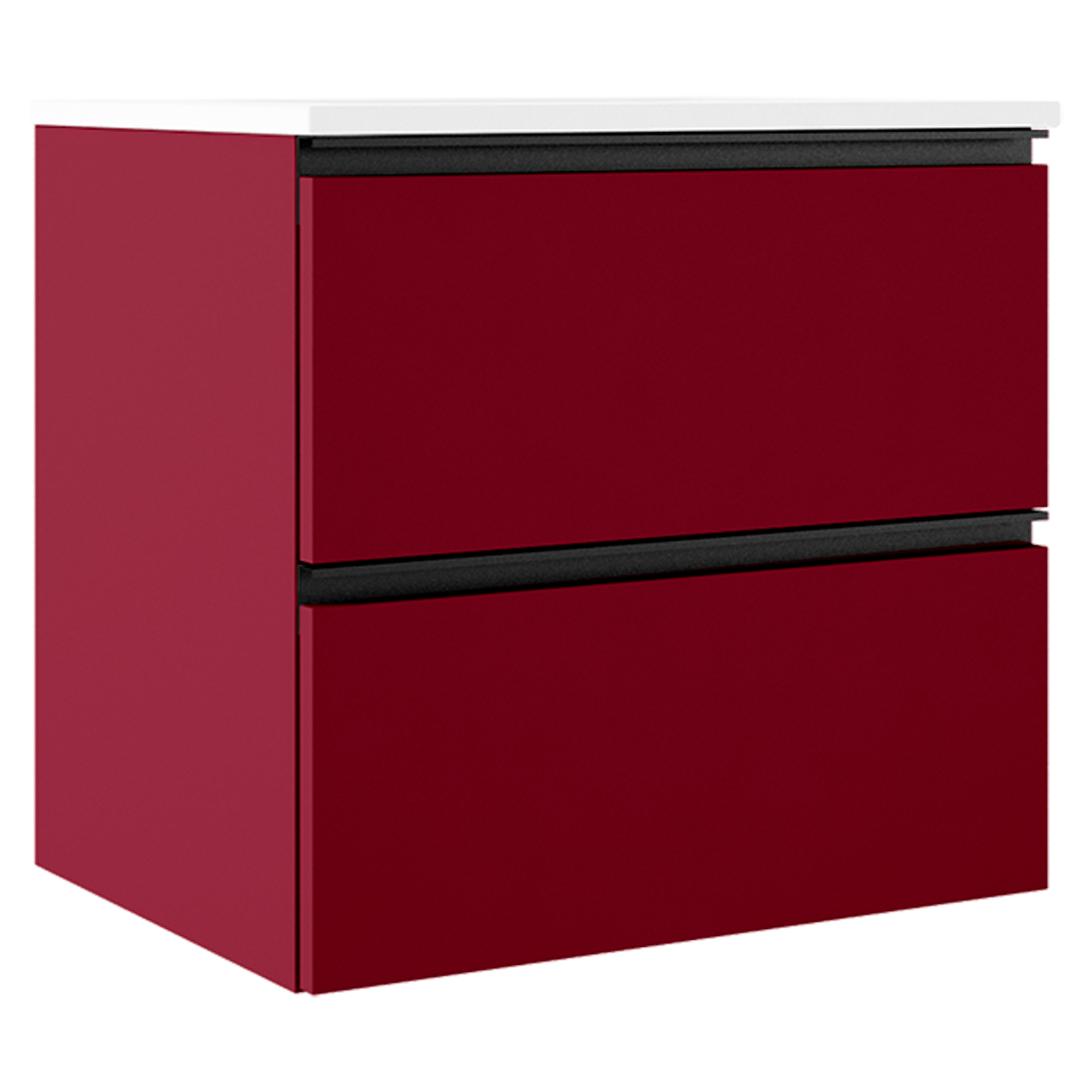 Servantskap Luna Rød Matt 60 cm med Servant Hvit Blank