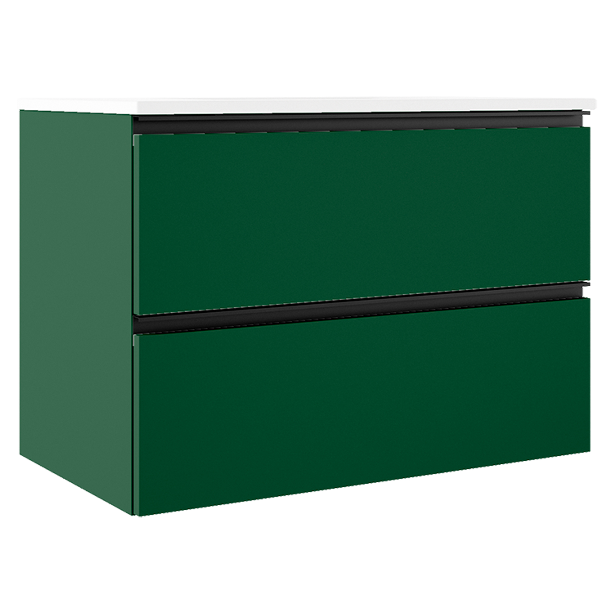 Servantskap Luna Grønn Matt 80 cm med Servant Hvit Blank