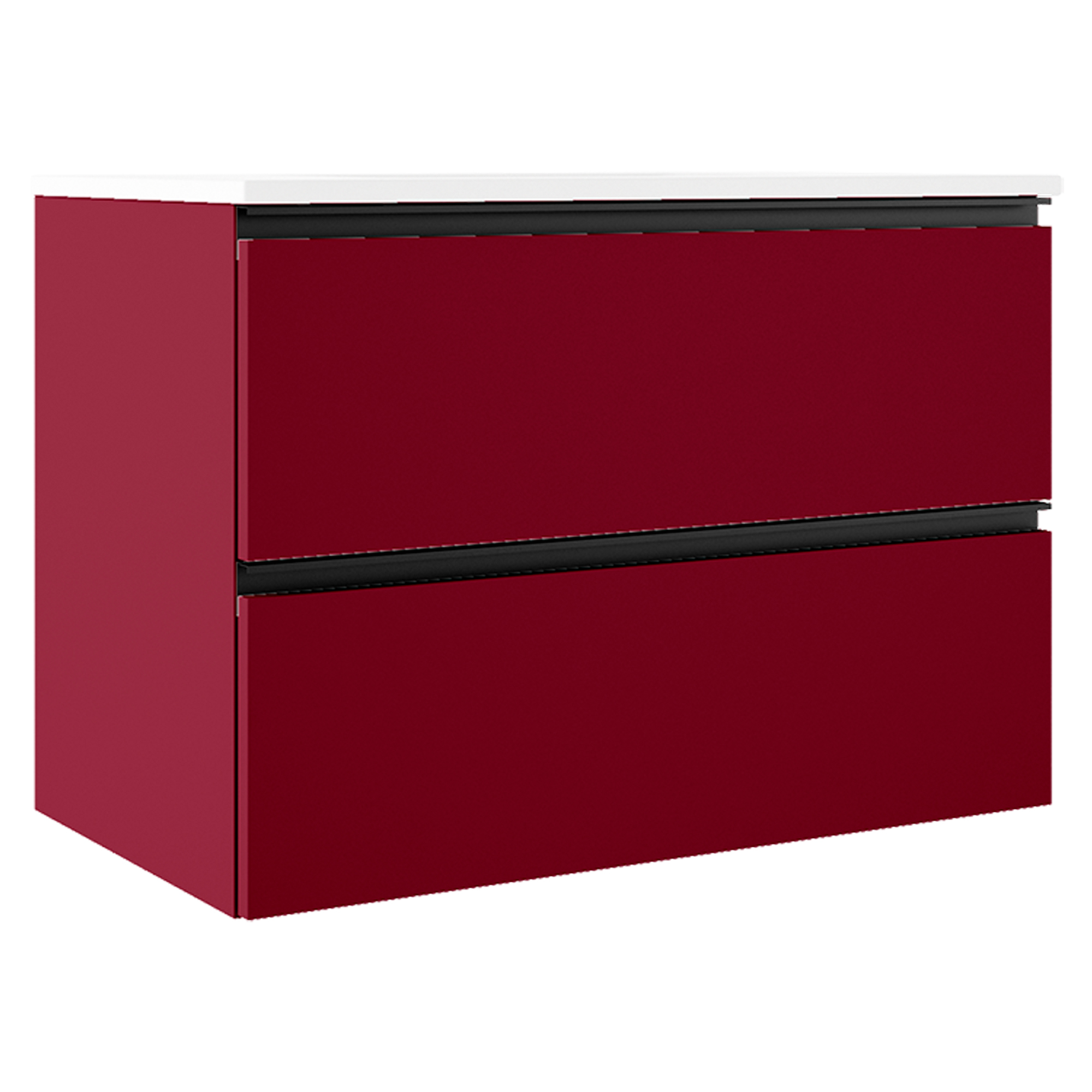 Servantskap Luna Rød Matt 80 cm med Servant Hvit Blank