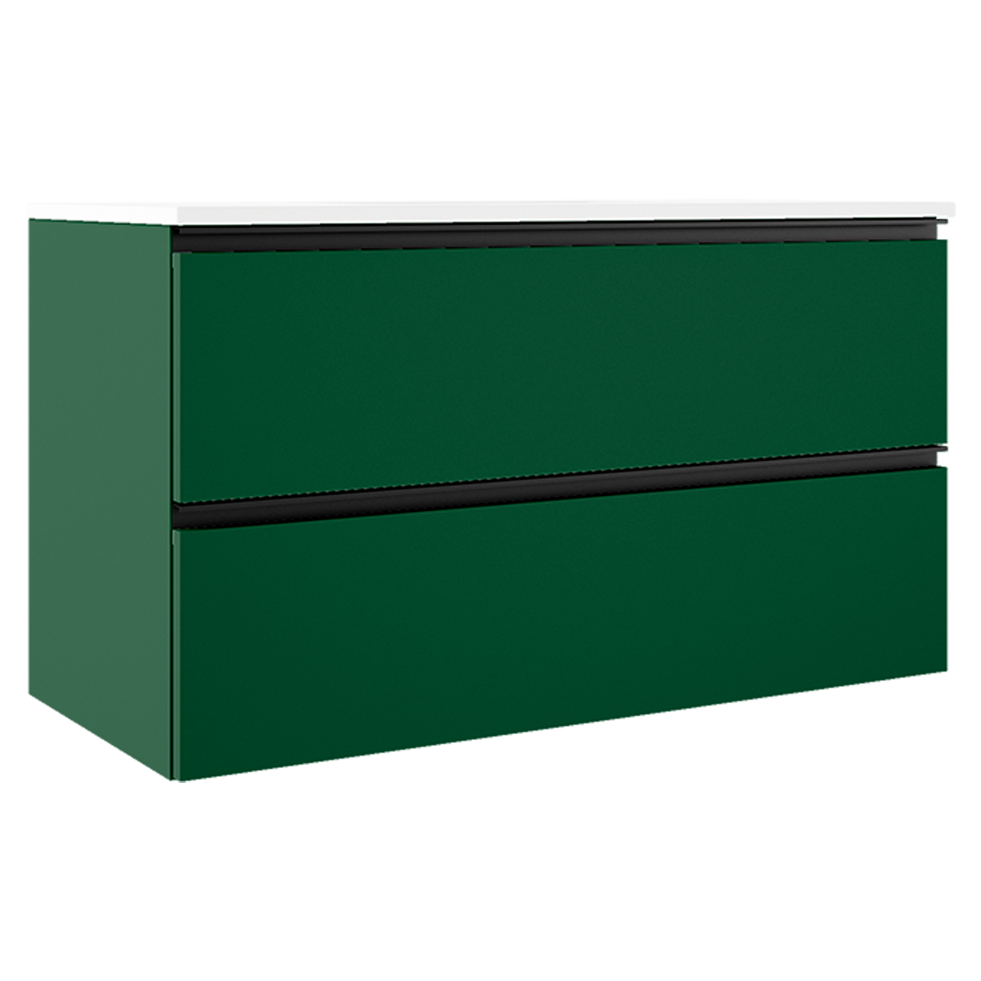 Servantskap Luna Grønn Matt 100 cm med Servant Hvit Blank